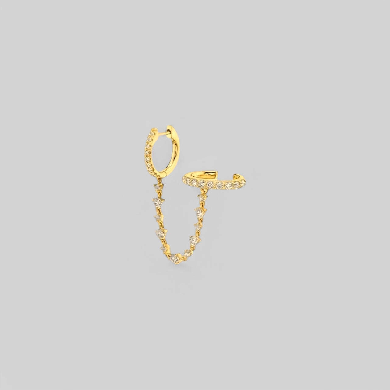 Creole mit Kette und Ohr-Deko One Piece aus 925 Silber vergoldet