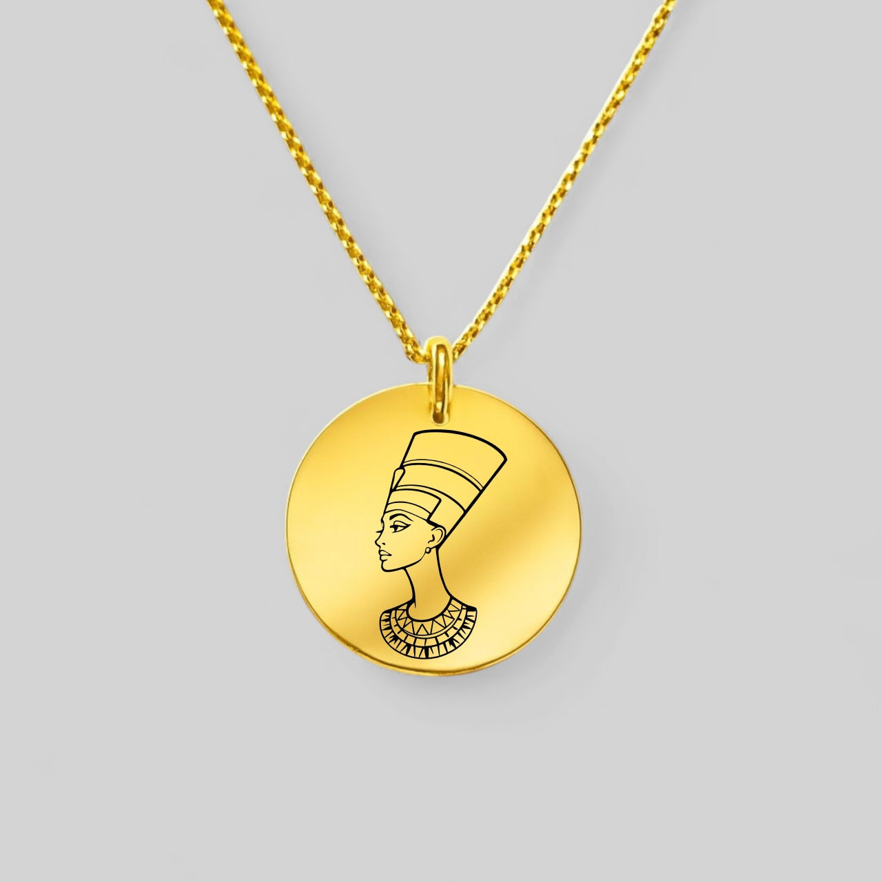 Personalized necklace – round engraved pendant – Nefertiti – made of 925 silver or silver-plated