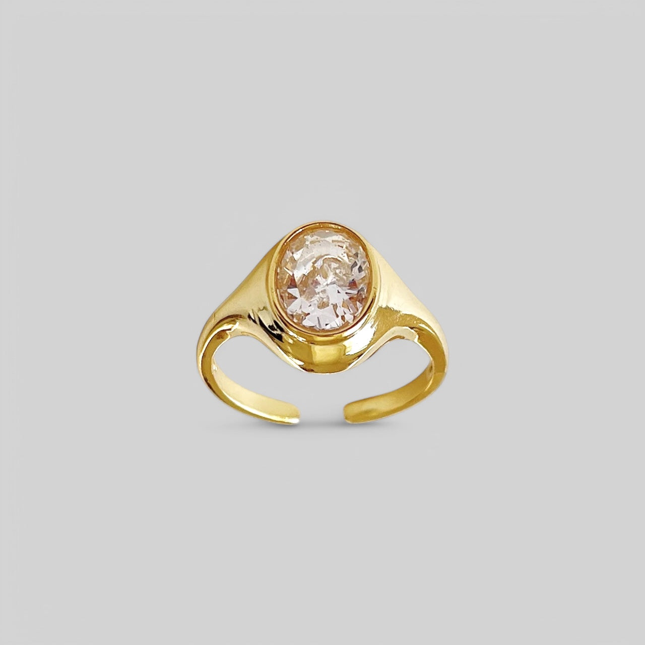 Großer klassischer Vintage Zirkon Ring aus 925 Silber vergoldet