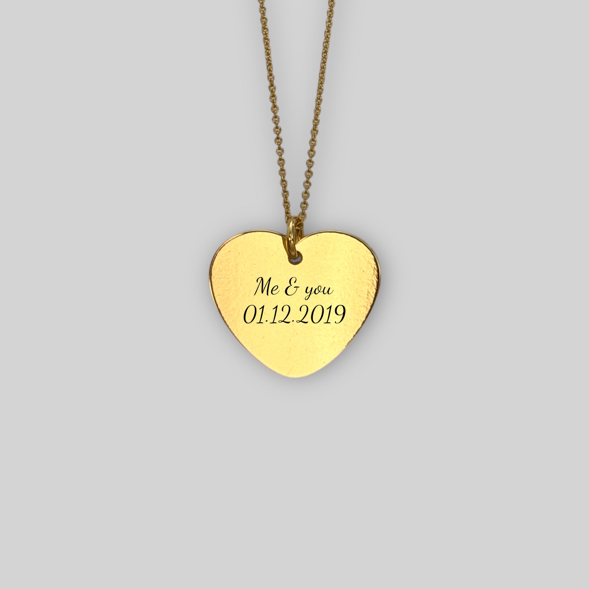 Personalisierte „me & you“ / „Forever started“ mit Datum Gravur herzförmige Halskette – 925 Silber 18K vergoldet