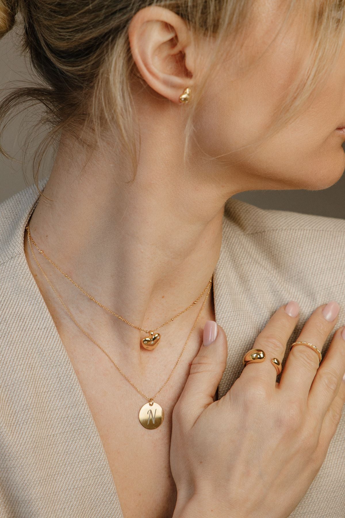 Personalisierte doppelseitige Halskette – Gravierte „I love you“ aus 925 Silber 18K vergoldet - NINASIA