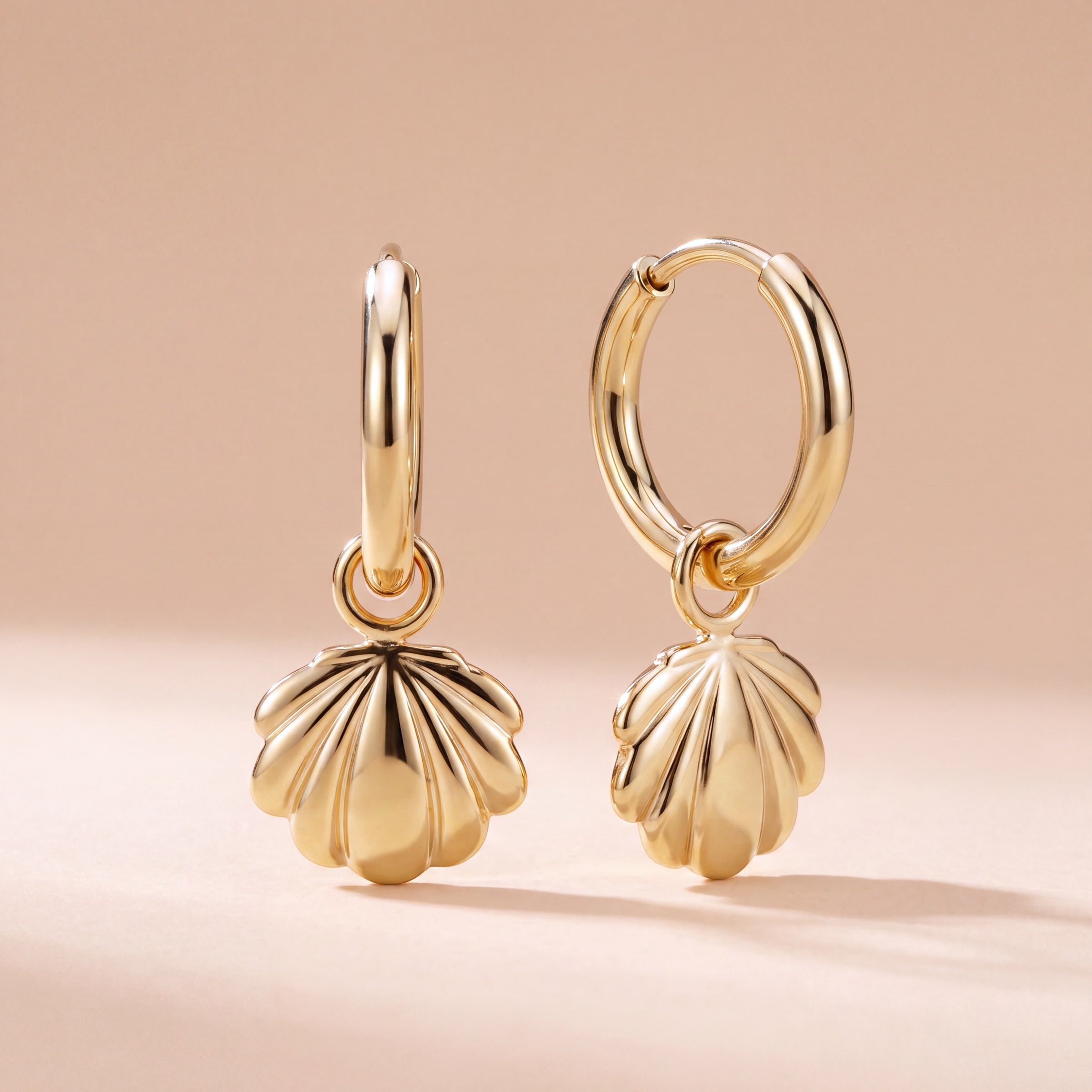Morea – Créoles articulées coquillage en argent 925 doré