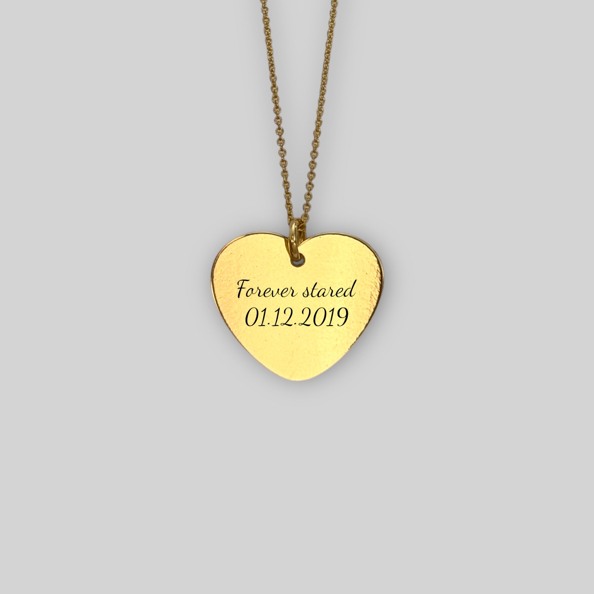 Personalisierte „me & you“ / „Forever started“ mit Datum Gravur herzförmige Halskette – 925 Silber 18K vergoldet