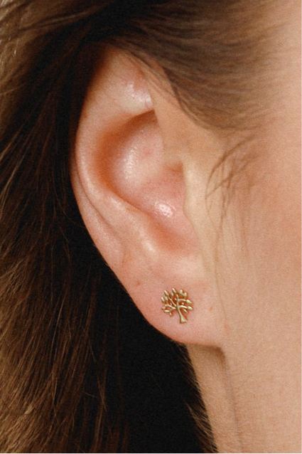 585 Gold Tree of Life Stud Earrings - simple tree earrings