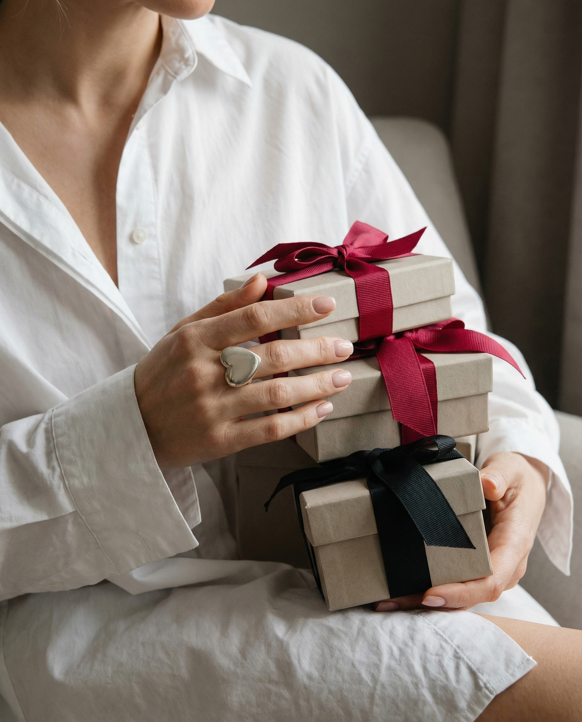 Oversized chunky heart ring made of 925 sterling silver – adjustable size