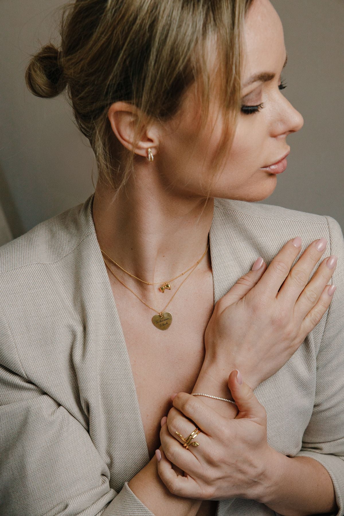 Zierliche Schleifen Anhänger Statement Halskette 925 Silber 18K vergoldet - NINASIA