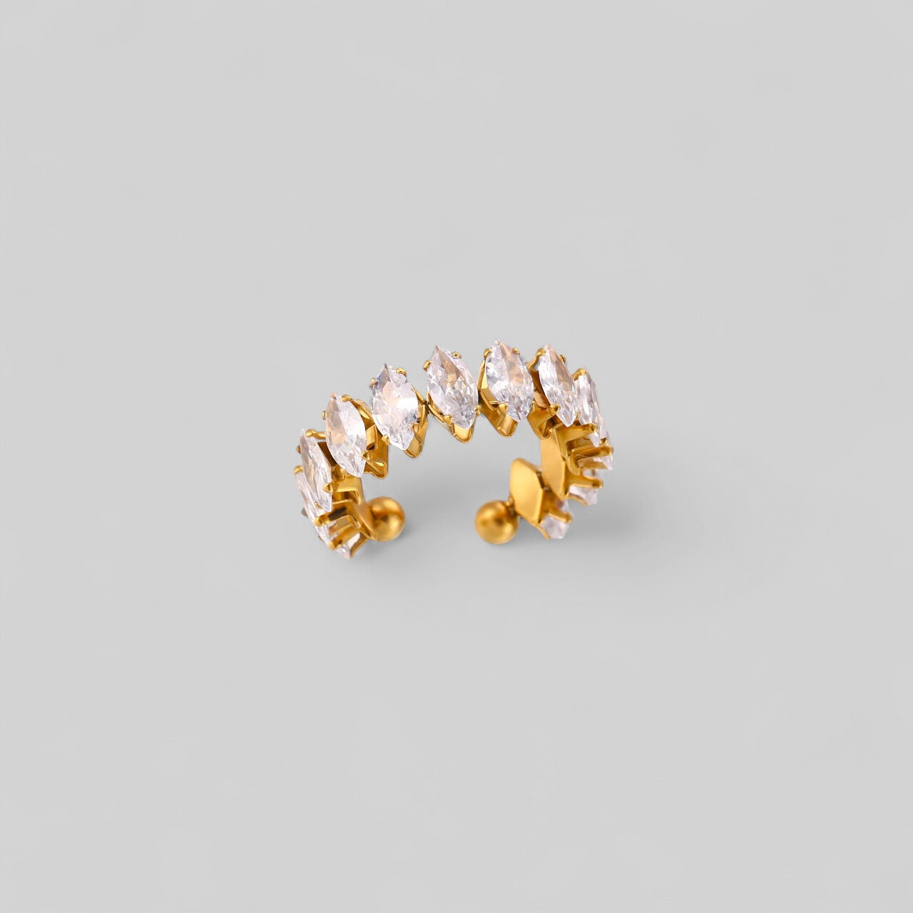 Funkelnder Edelstein Statement-Ring – 18K vergoldet aus Edelstahl