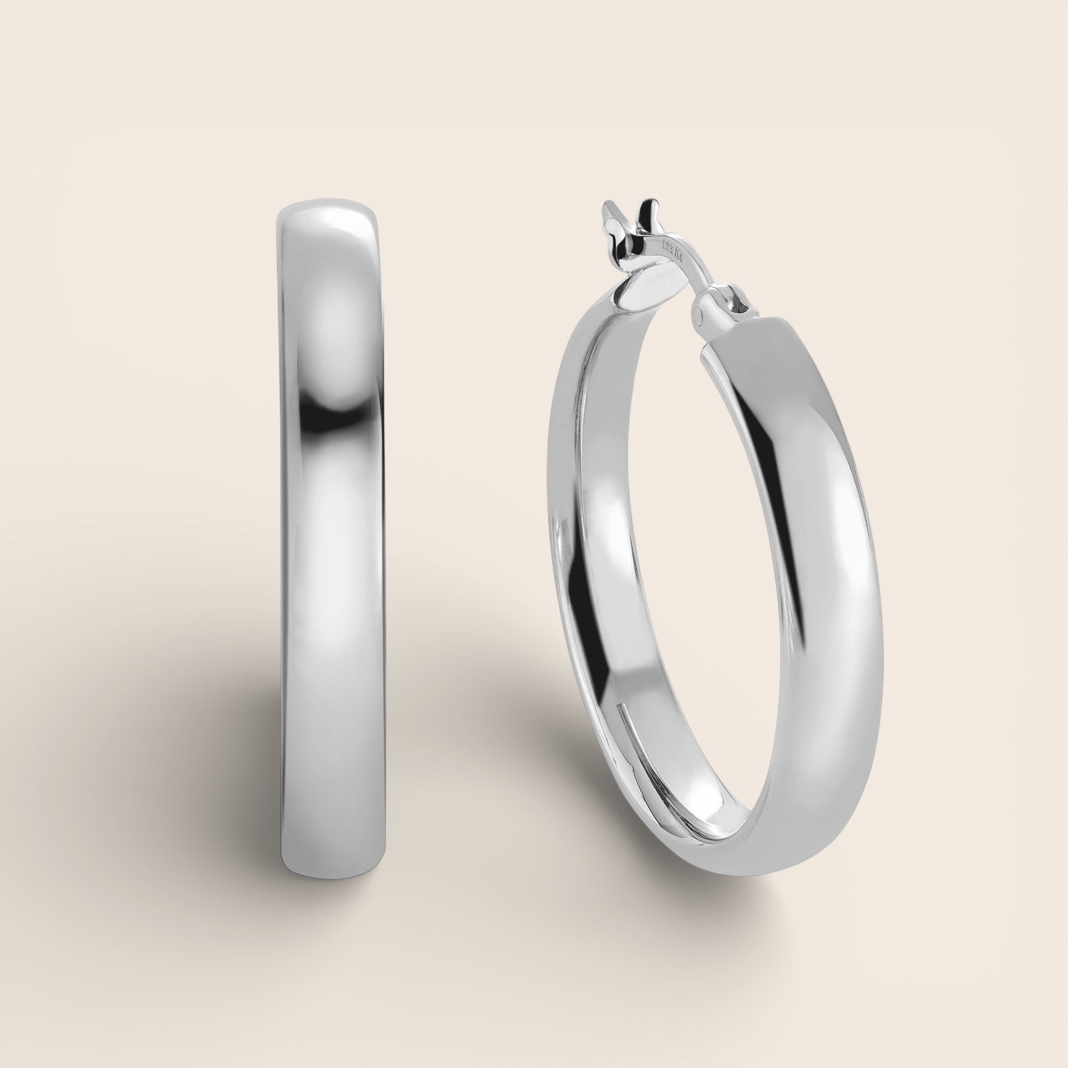 Essential Creolen Ø 25 mm – massiv aus 925 Silber oder vergoldet