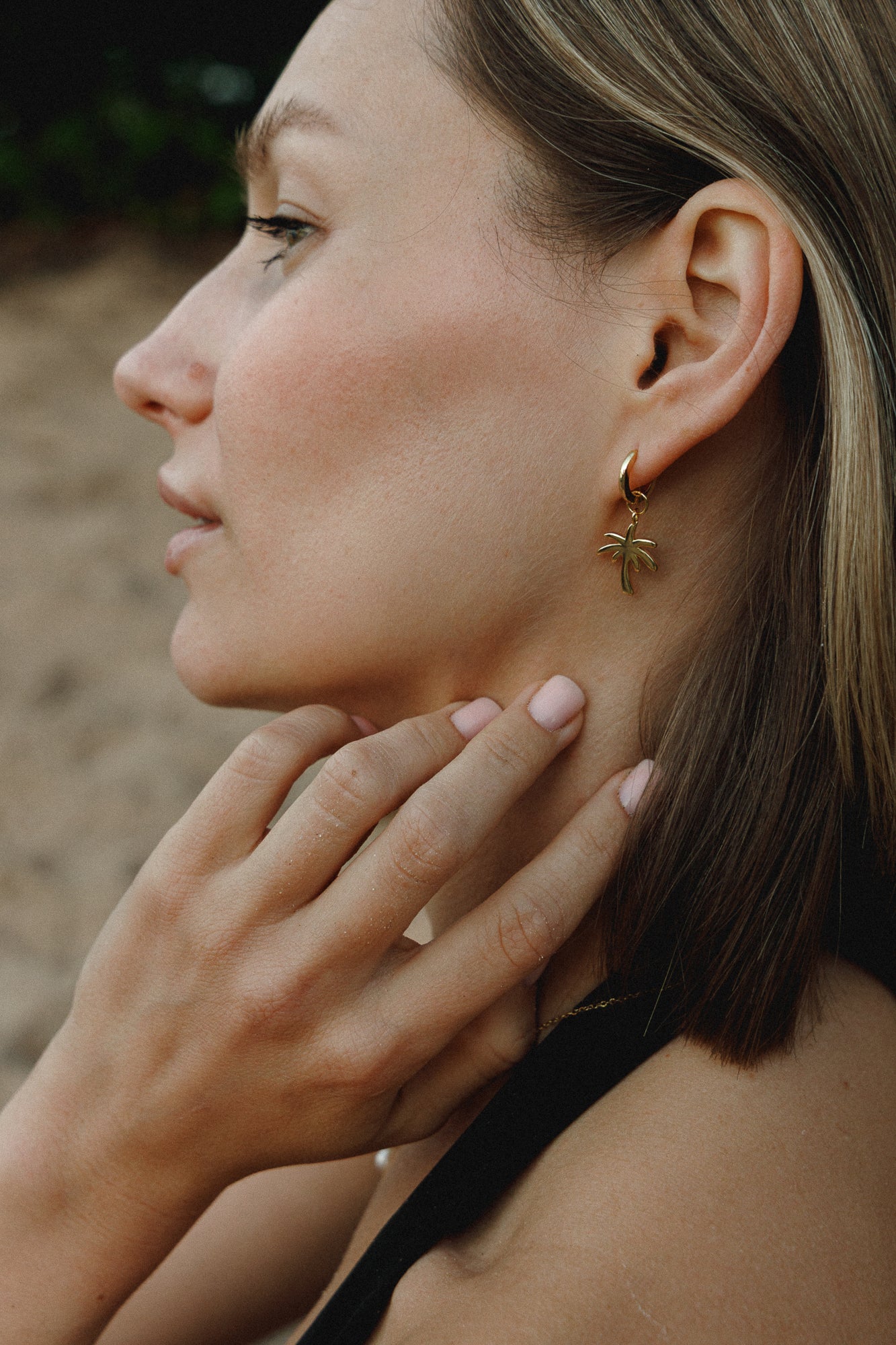 Tropical palm glow - palm tree earrings made of 925 silver 18k gold-plated