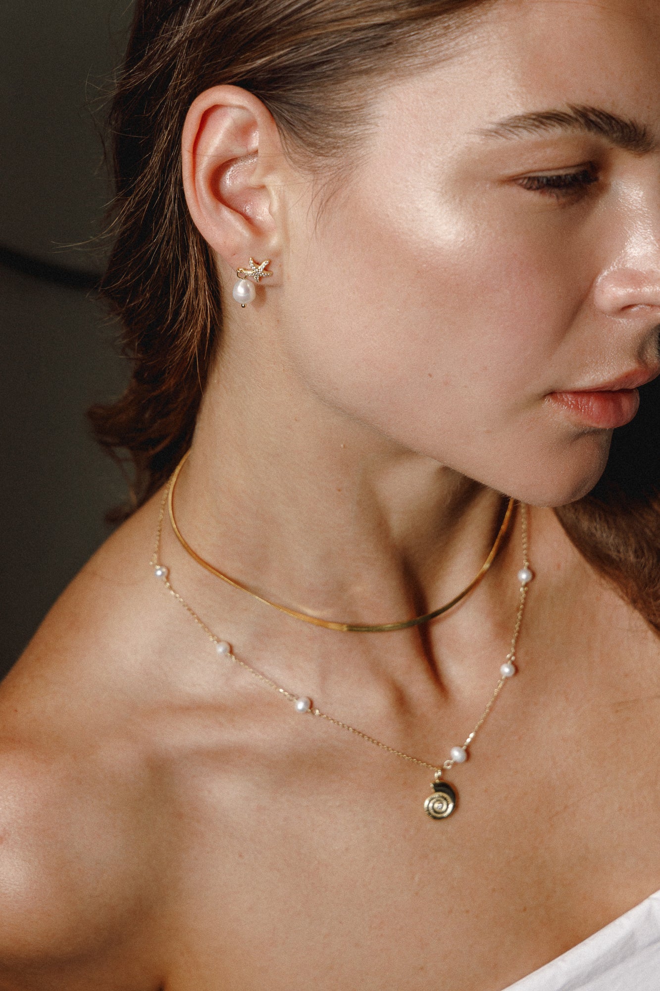 Muschel Anhänger mit Süßwasserperle Halskette – 925 Silber 14K vergoldet