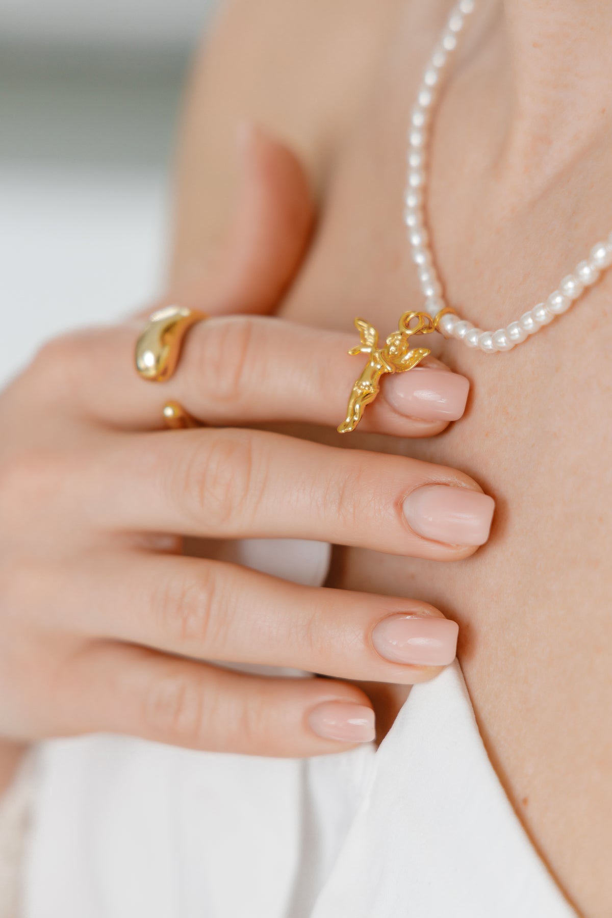 Schutzengel – verspielte Perlenkette aus 925 Silber 18K vergoldet