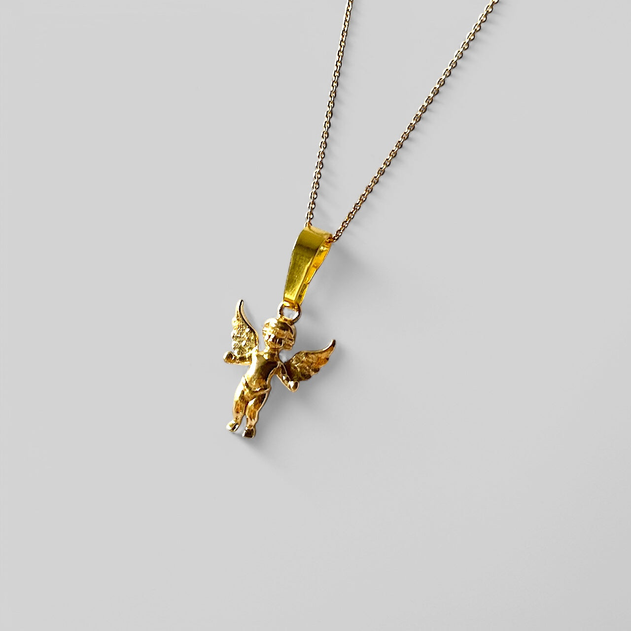 Glücksbringer Engel Kette – Schutzengel Anhänger – 3D Engel aus 925 Silber und 18K vergoldet