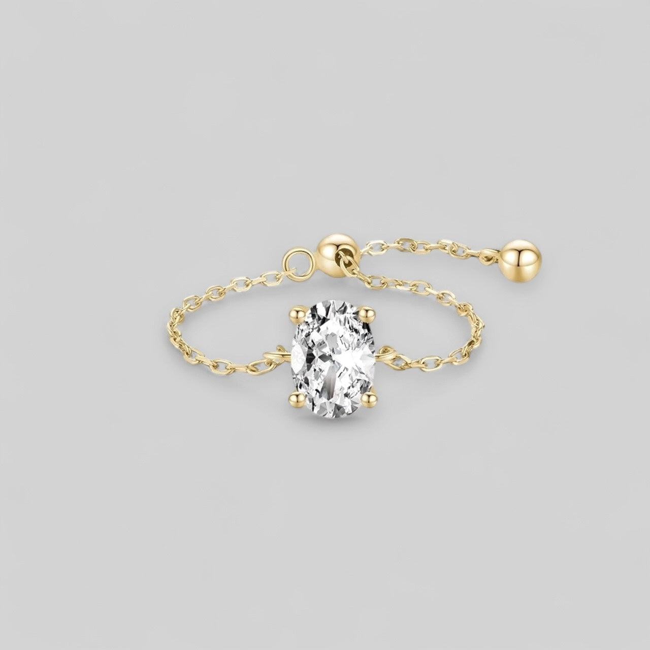 Zirkonia Charm-Ring – Größenverstellbar aus vergoldetem 925er Silber