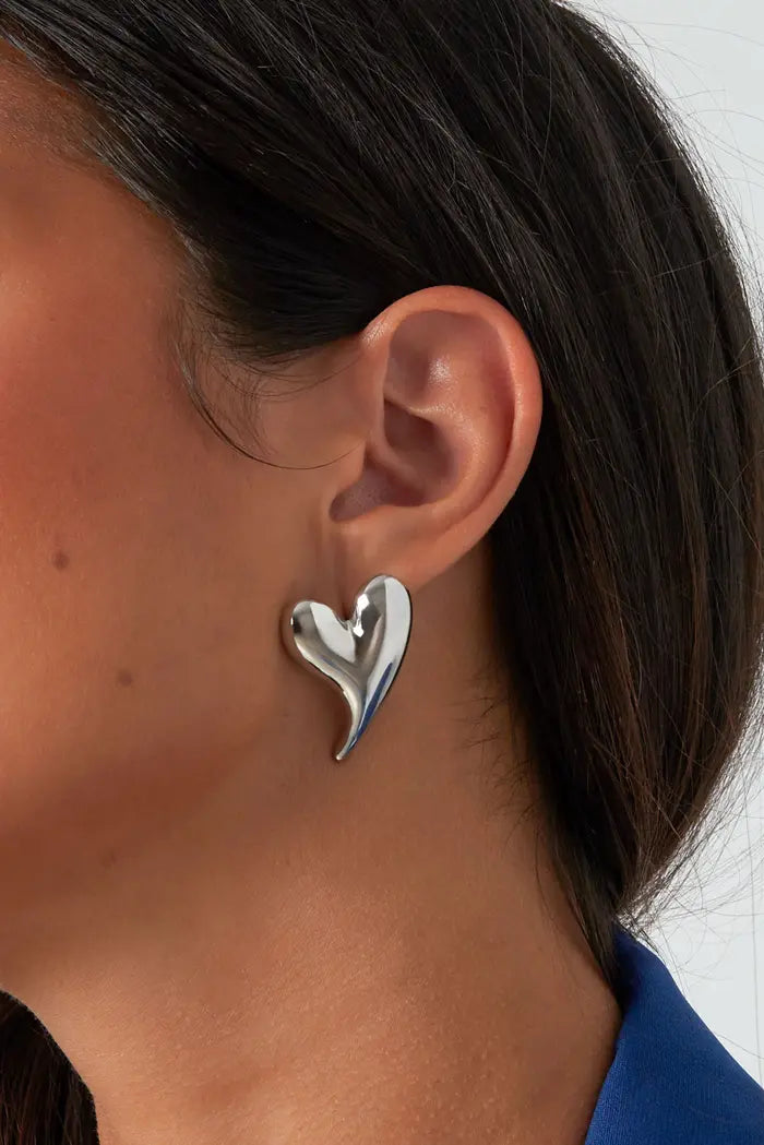 Large XL heart earrings in gold or silver look made of stainless steel