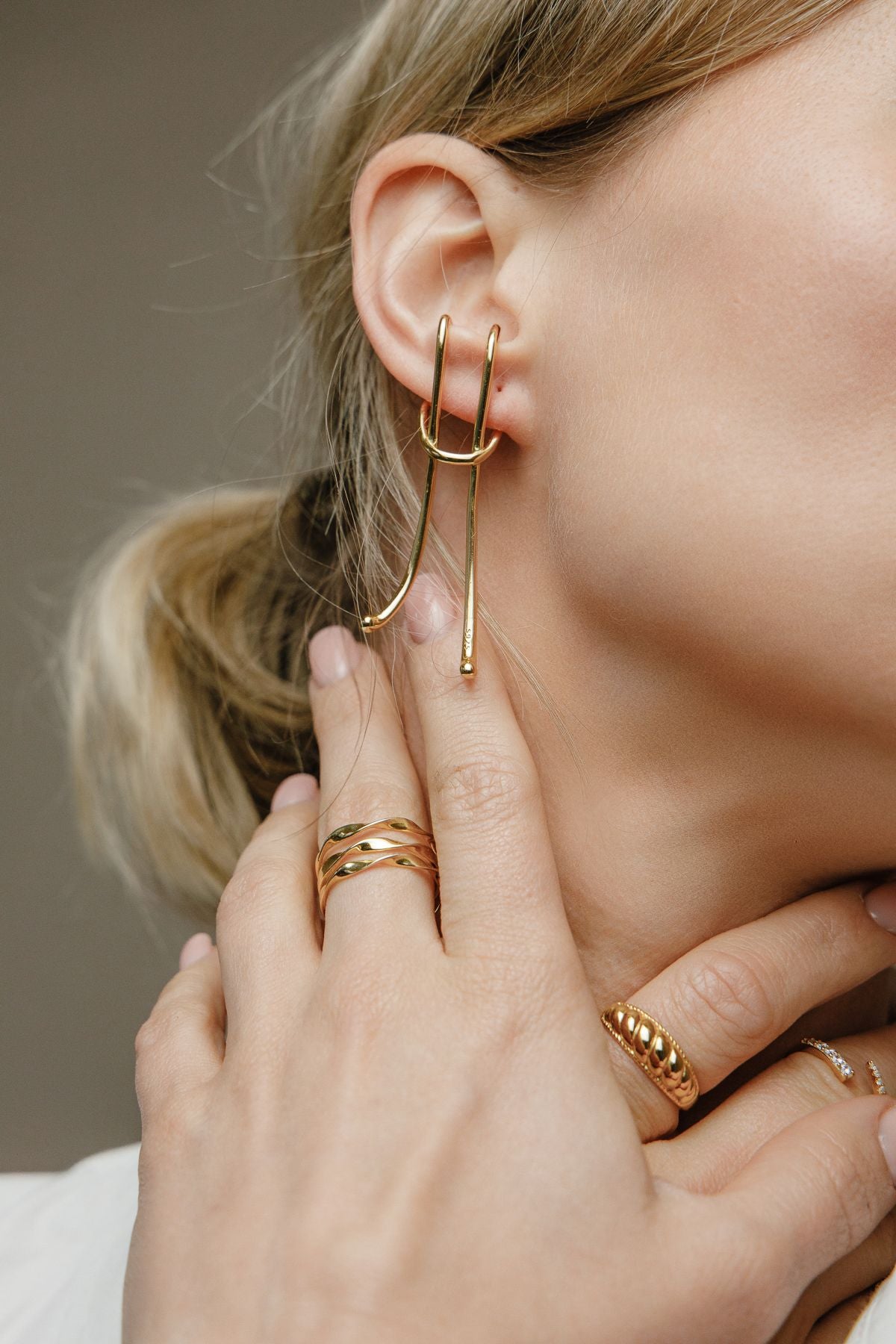 Extravaganter Ohrschmuck One Piece aus 925 Silber 18K vergoldet