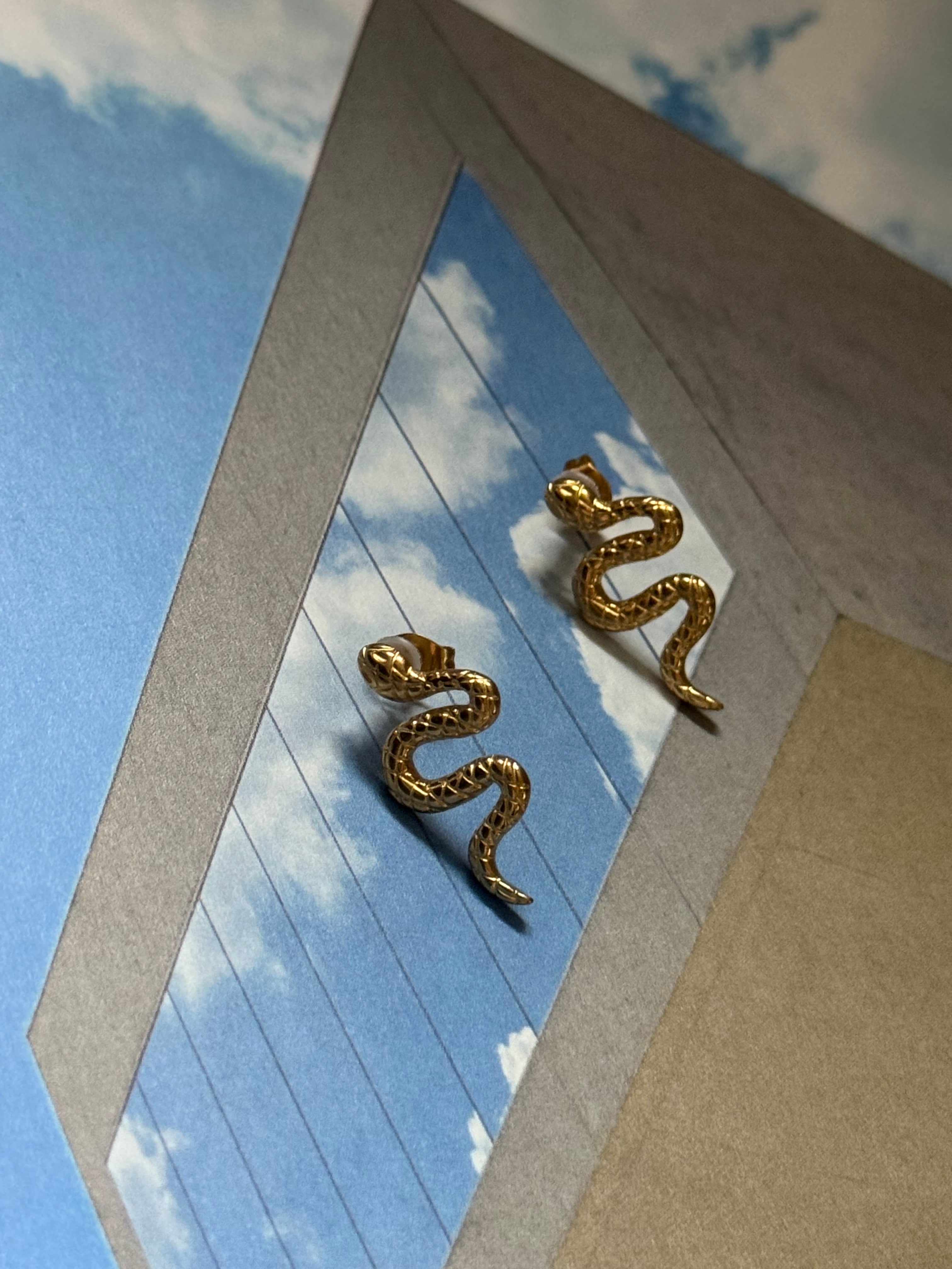 Snake Chandelier Stud Earrings – 18K Gold Plated Stainless Steel