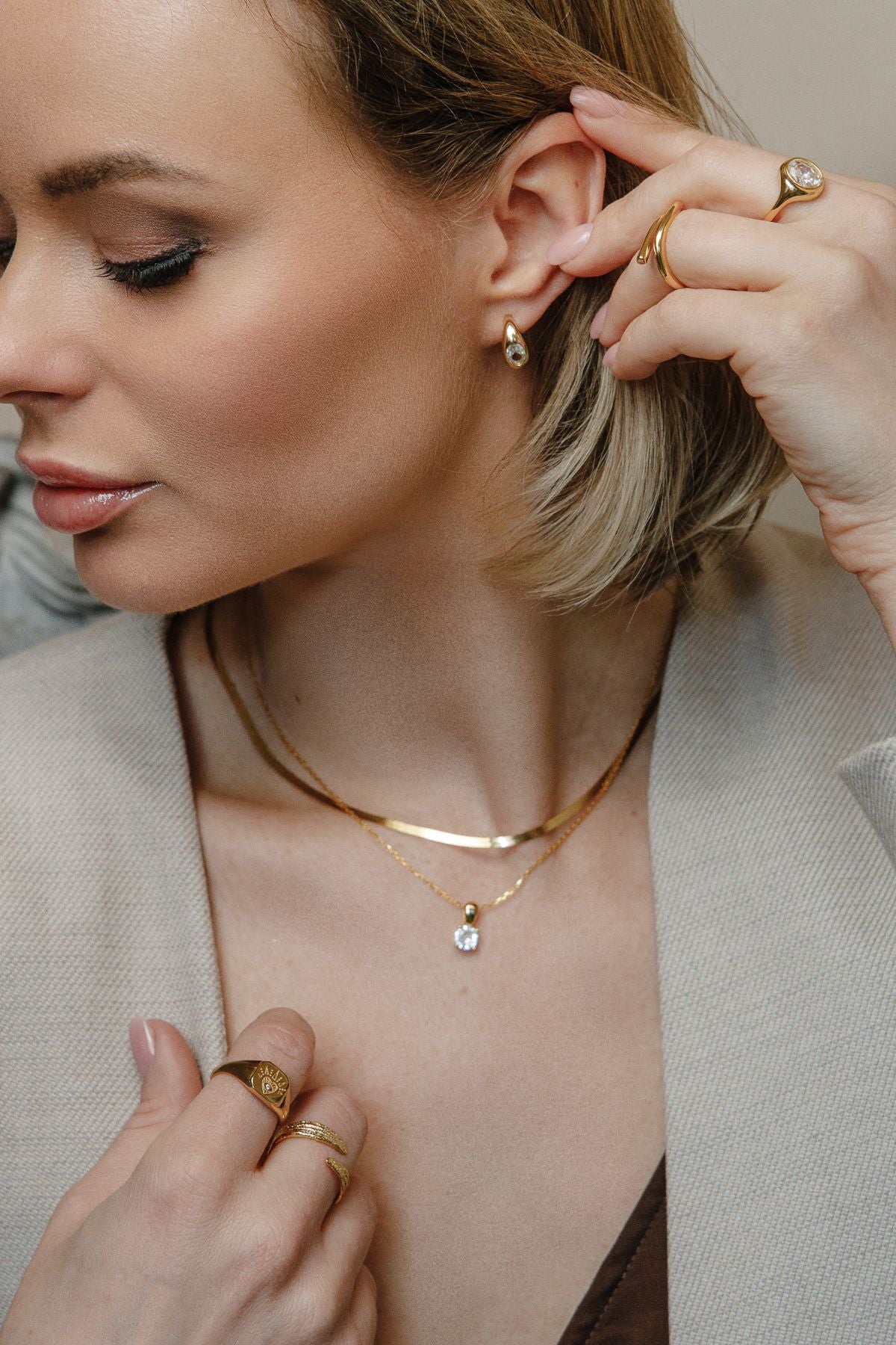 Golden Spark Studs – mit Zirkonia, 925 Silber 14K vergoldet