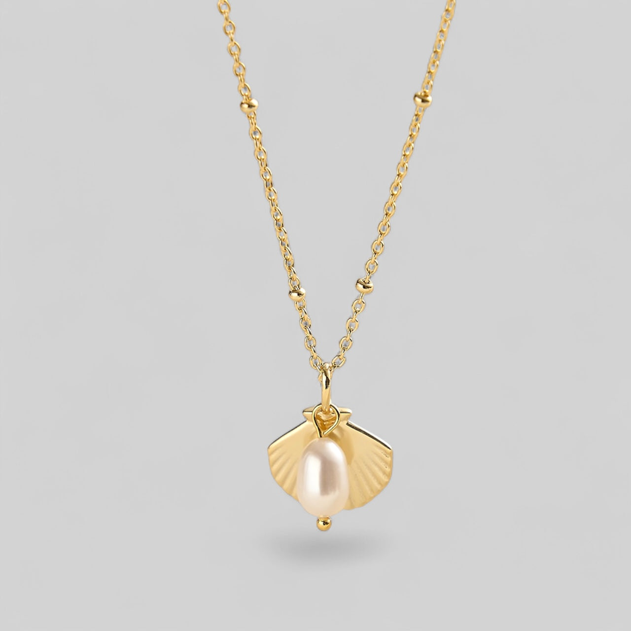 Muschel mit Perle „Meeresliebe“ – Minimalistische Halskette in 925 Silber oder vergoldetem 925 Silber