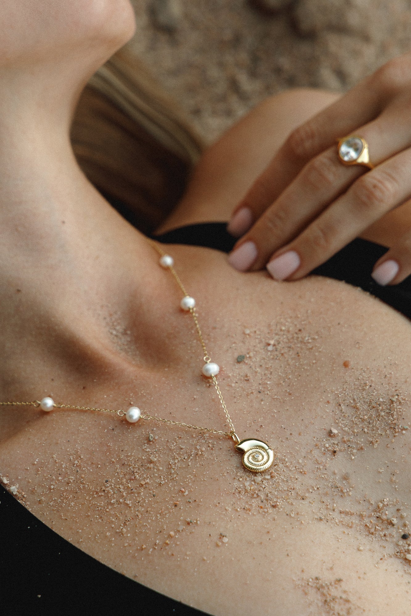 Muschel Anhänger mit Süßwasserperle Halskette – 925 Silber 14K vergoldet