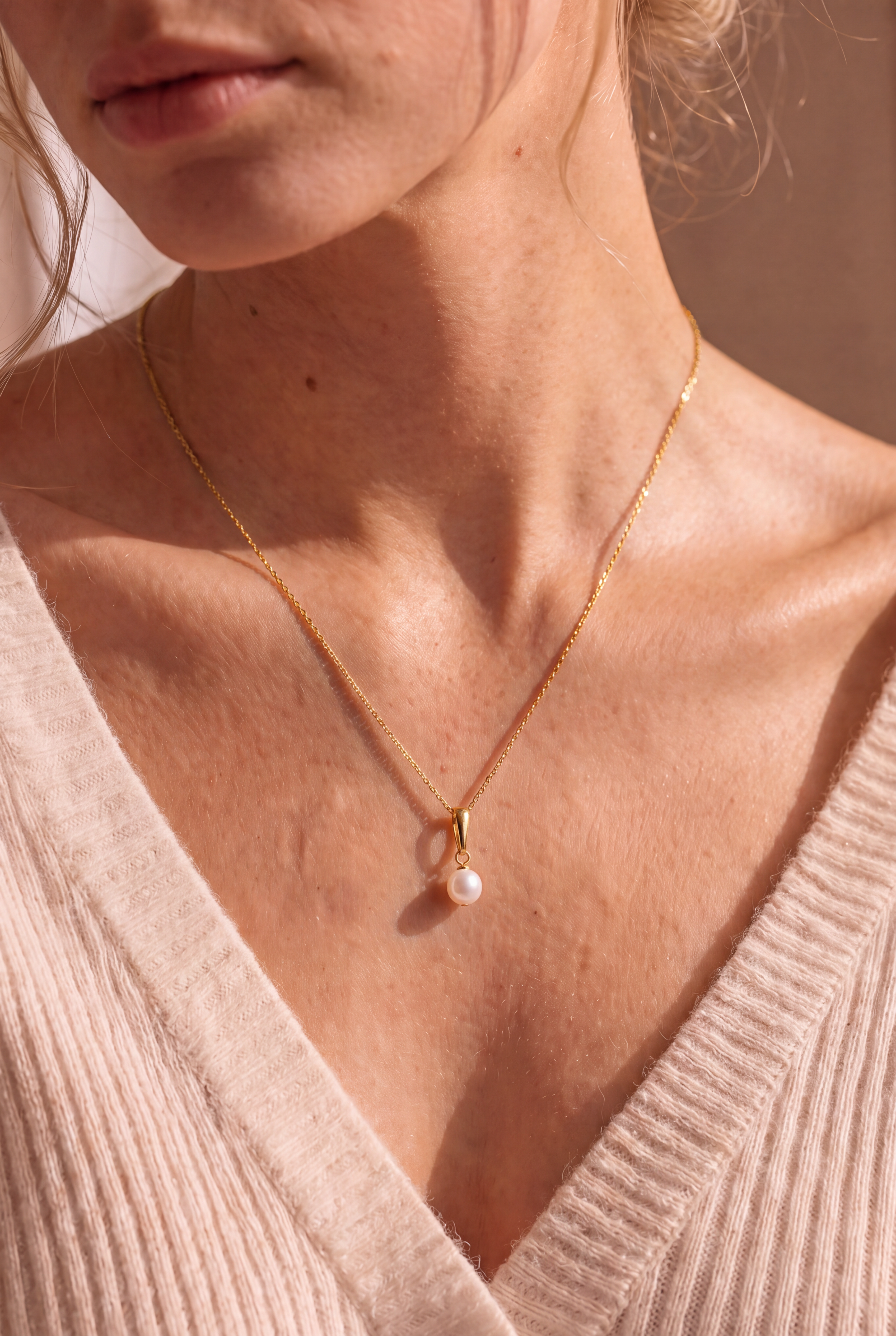 Or 333 – Séléné – Pendentif perles avec ou sans collier
