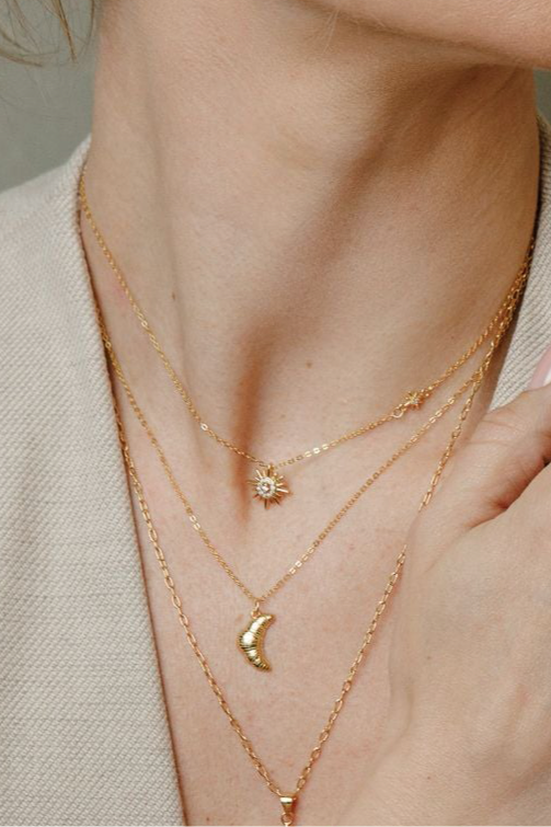 Croissant Anhänger Halskette aus 925 Silber 18K vergoldet - NINASIA