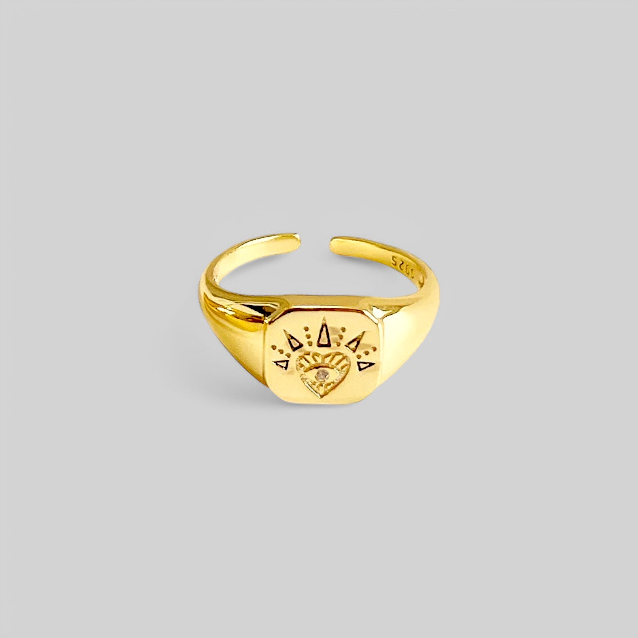 Chakra Third Eye adjustable ring made of 925 silver gold-plated