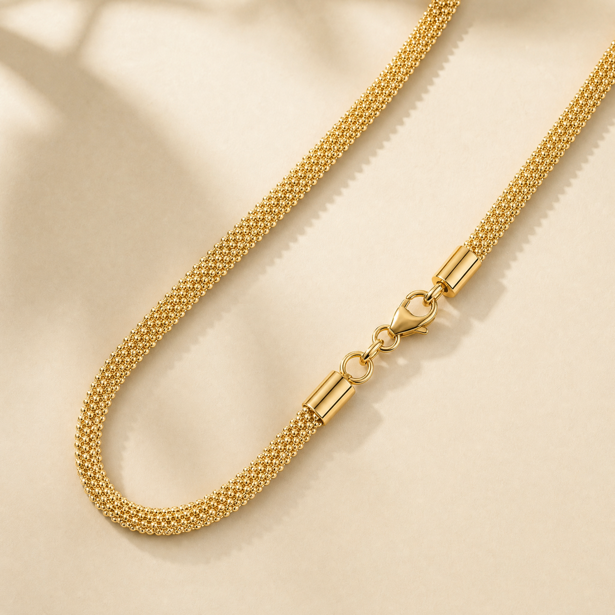 Diamond-Cut diamantierte Strukturkette - Popcorn Halskette - aus 925 Silber vergoldet - NINASIA