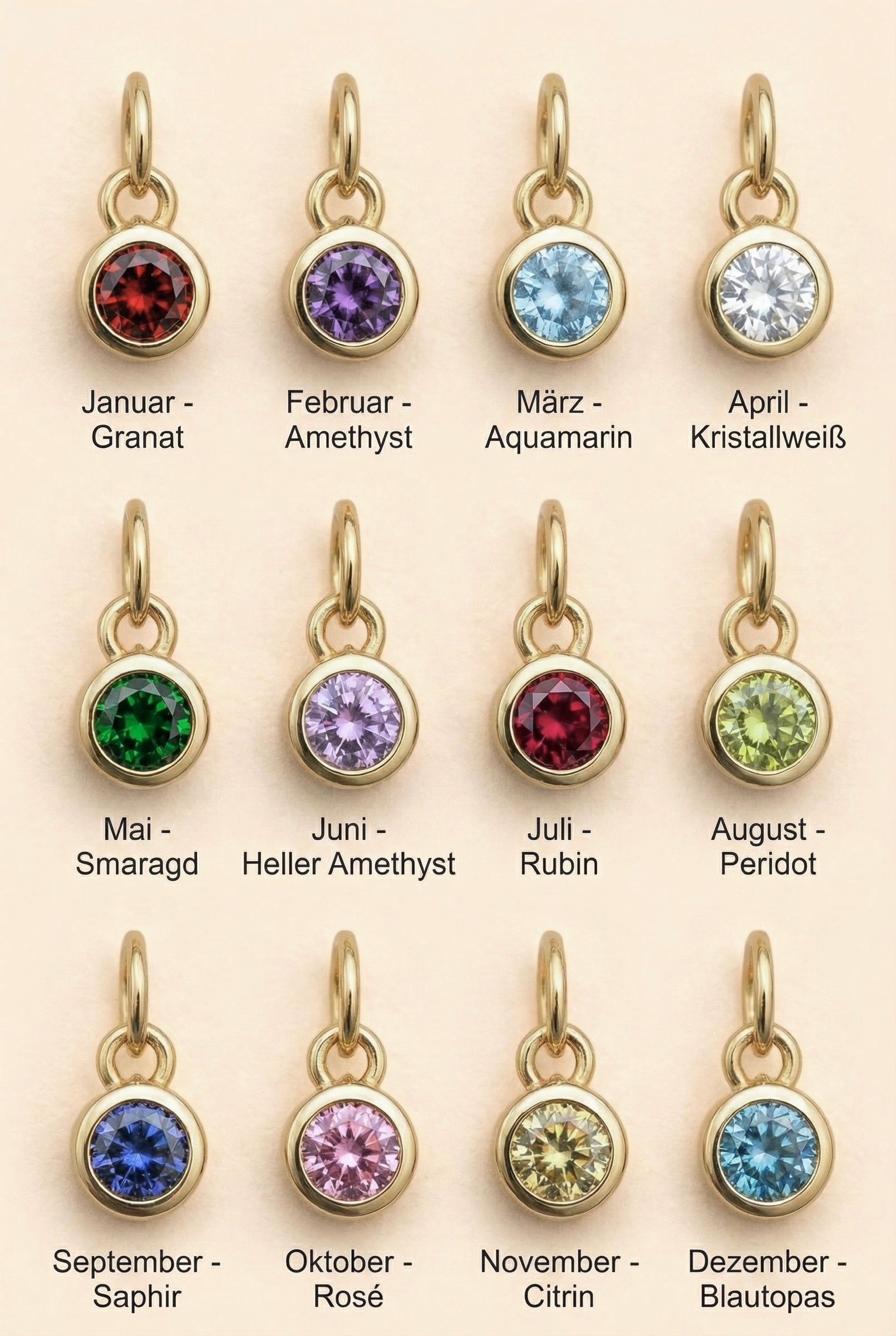 Personalisierte Halskette mit Geburtsblumen- und Geburtsstein-Anhänger aus 925 Silber oder Silber vergoldet - NINASIA