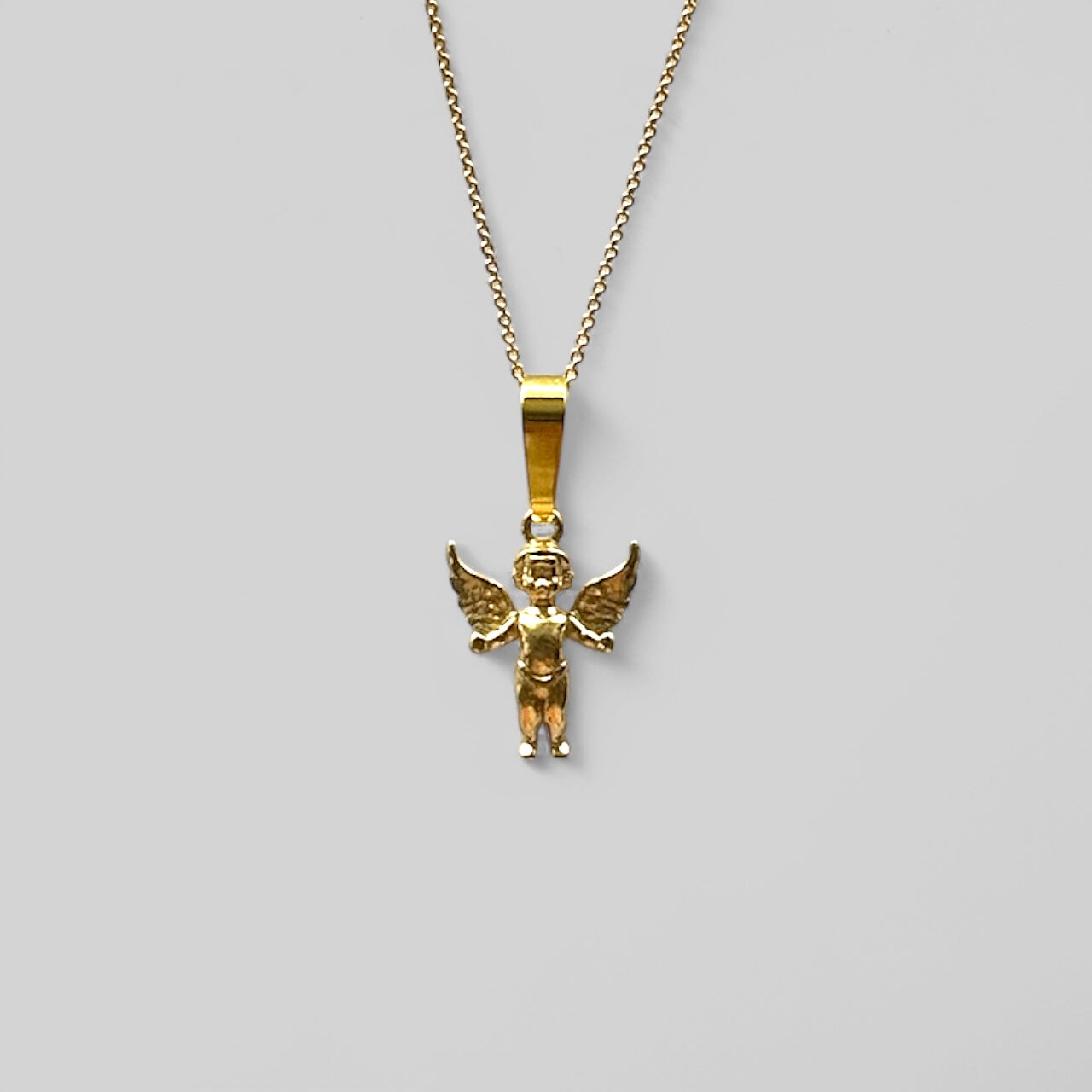 Glücksbringer Engel Kette – Schutzengel Anhänger – 3D Engel aus 925 Silber und 18K vergoldet