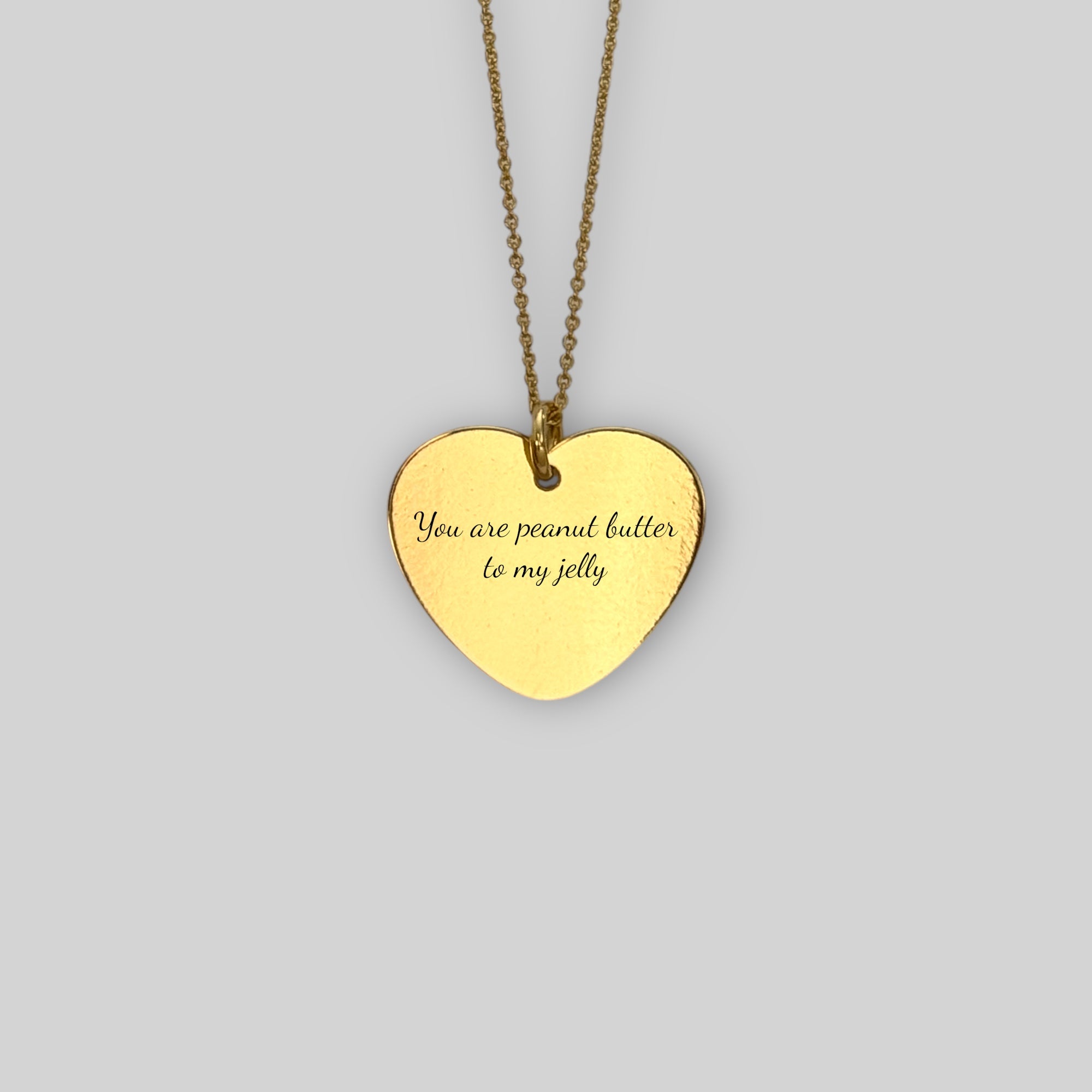 Personalized “You are peanut butter to my jelly” engraved heart-shaped necklace – 925 silver 18K gold-plated