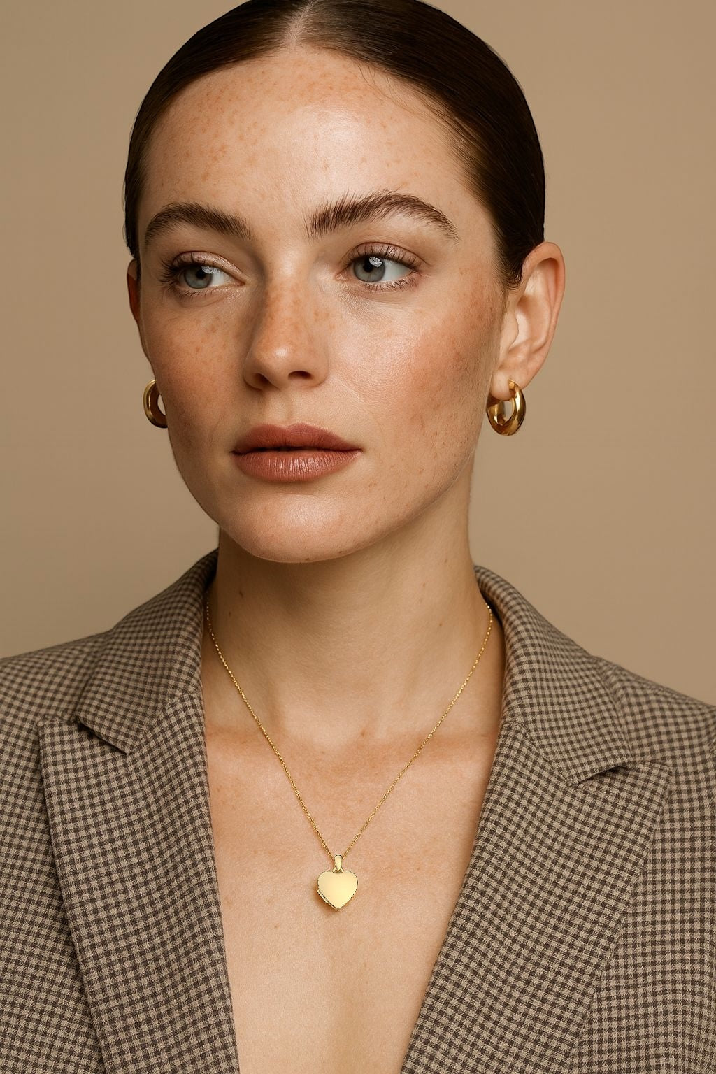 Edles Herz-Medaillon mit Collier aus 925 Sterling Silber 18K vergoldet - NINASIA