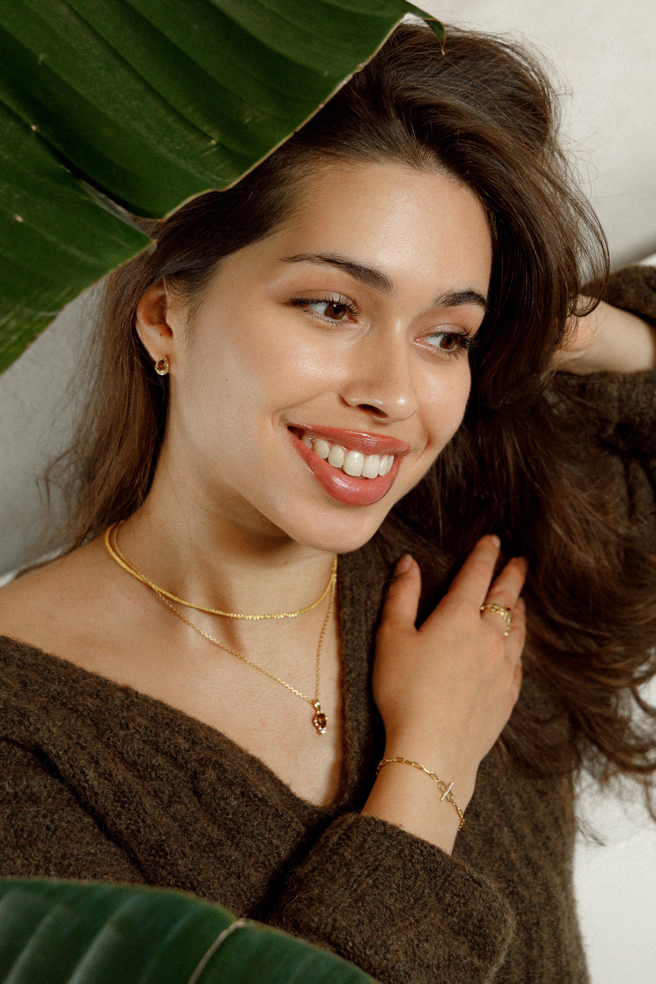 DARK ESPRESSO – Necklace in drop design, made of 925 silver 18K gold-plated