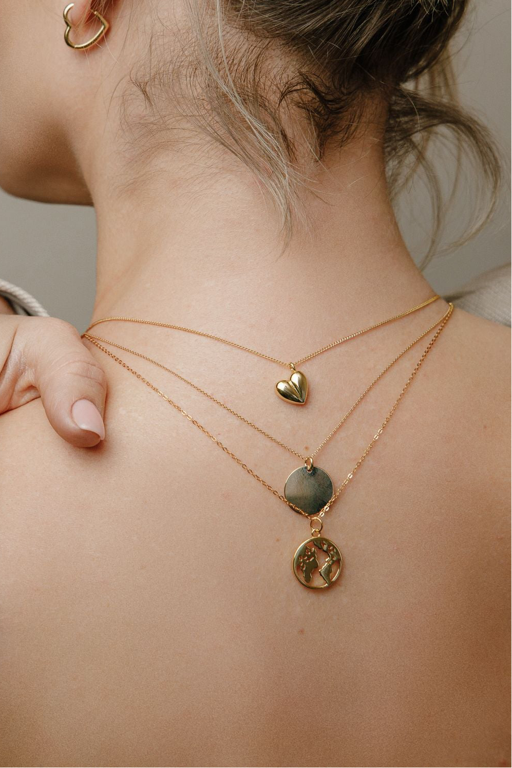 World Map Earth Necklace made of 925 Silver Gold Plated
