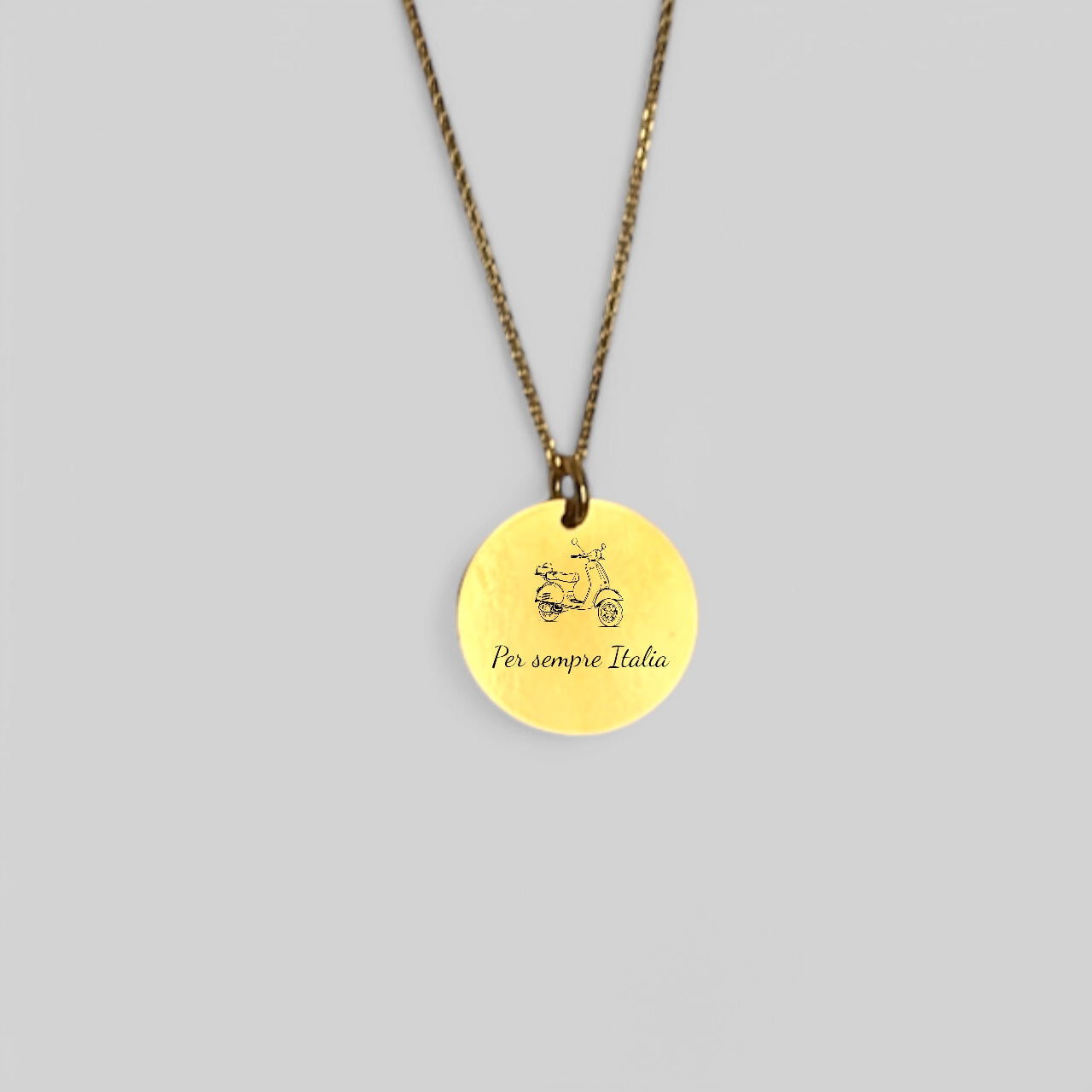 Heimat Schmuck – Vespa Anhänger mit Gravur „Per Sempre Italia“ – Symbol der Verbundenheit mit Italien – Aus 925 Silber & 18K Vergoldet