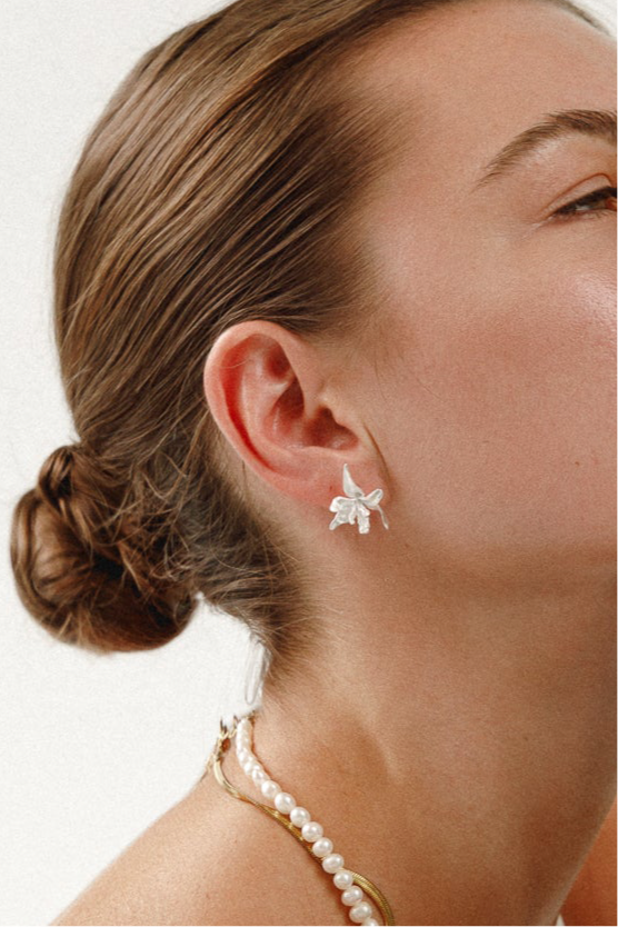 Magnolia flower earrings “Sweet Magnolias” – in 925 silver and silver gold-plated