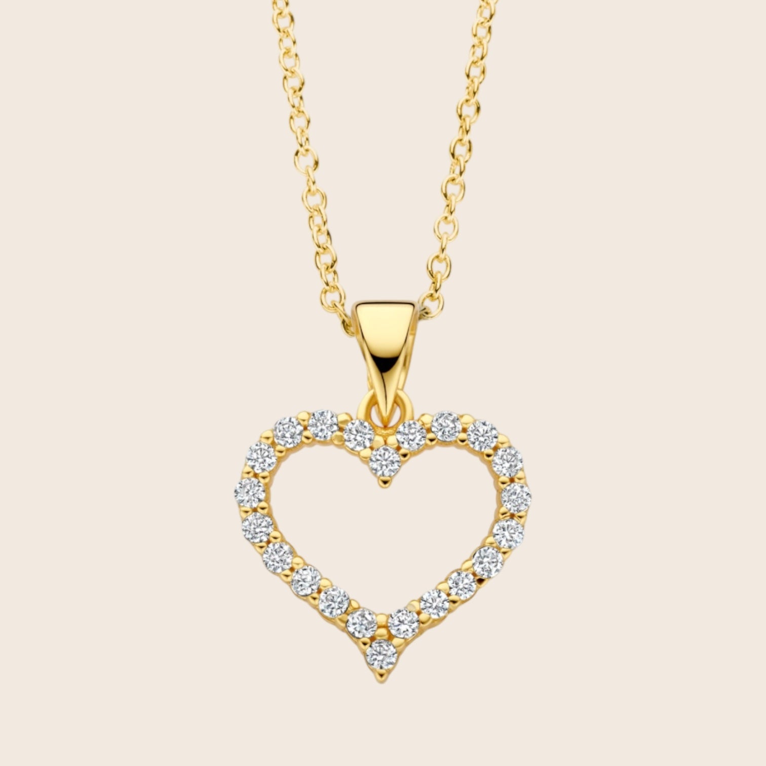 „Amora“ Herz Halskette aus 925 Silber 18K vergoldet