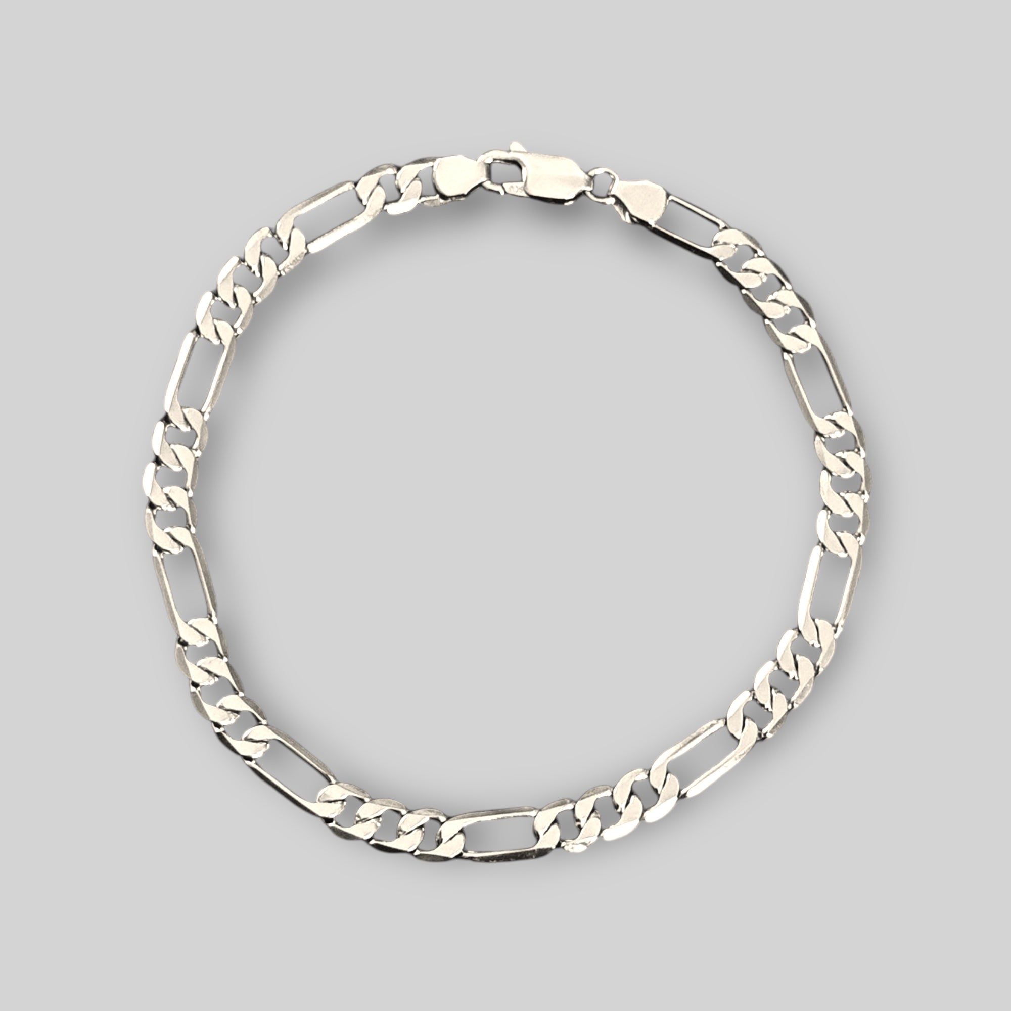 Men's Figaro Bracelet with Diamond Cut – 925 Silver, 18K Gold Plated, Unisex