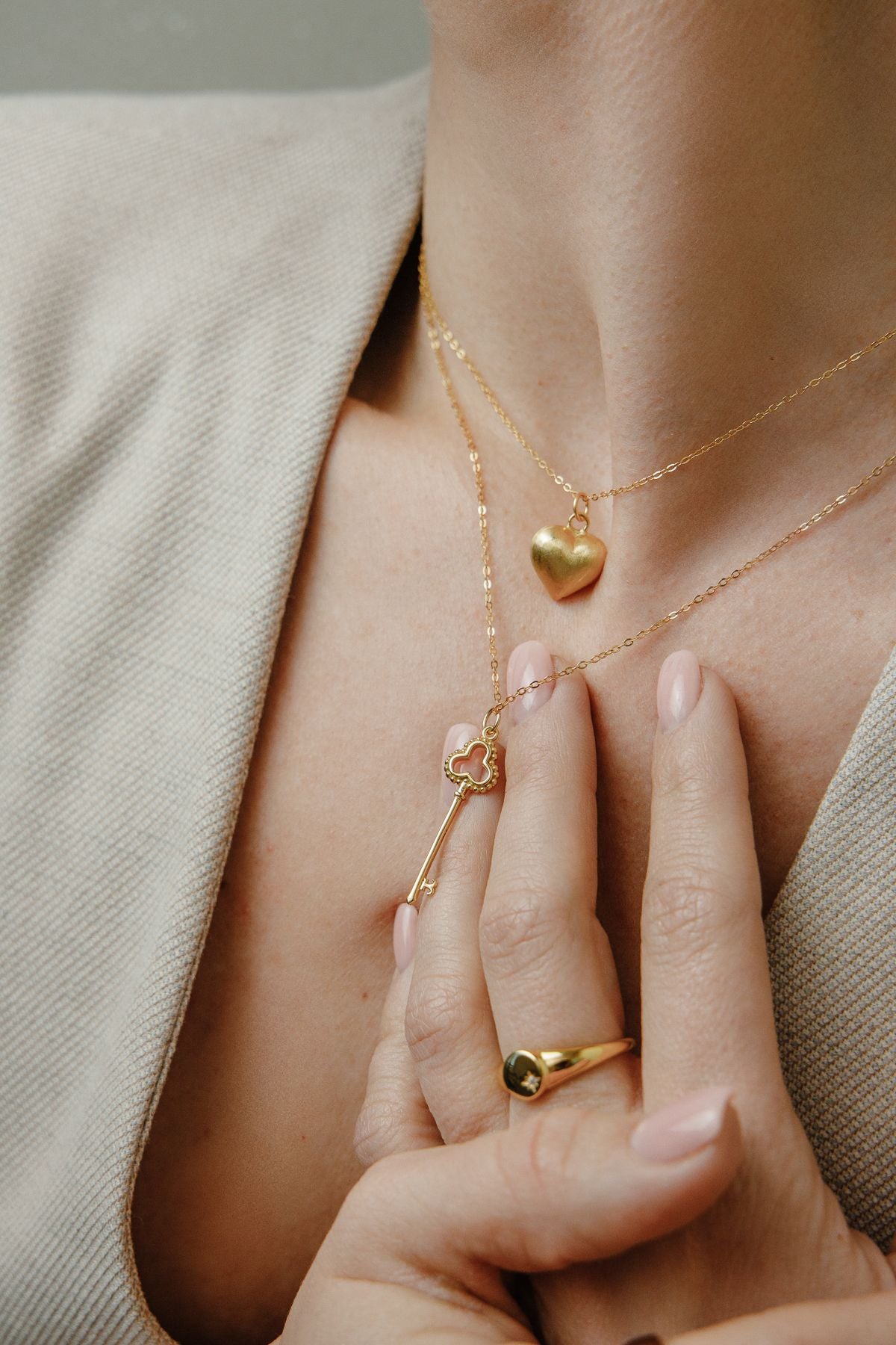 Key pendant romantic necklace made of 925 silver gold-plated