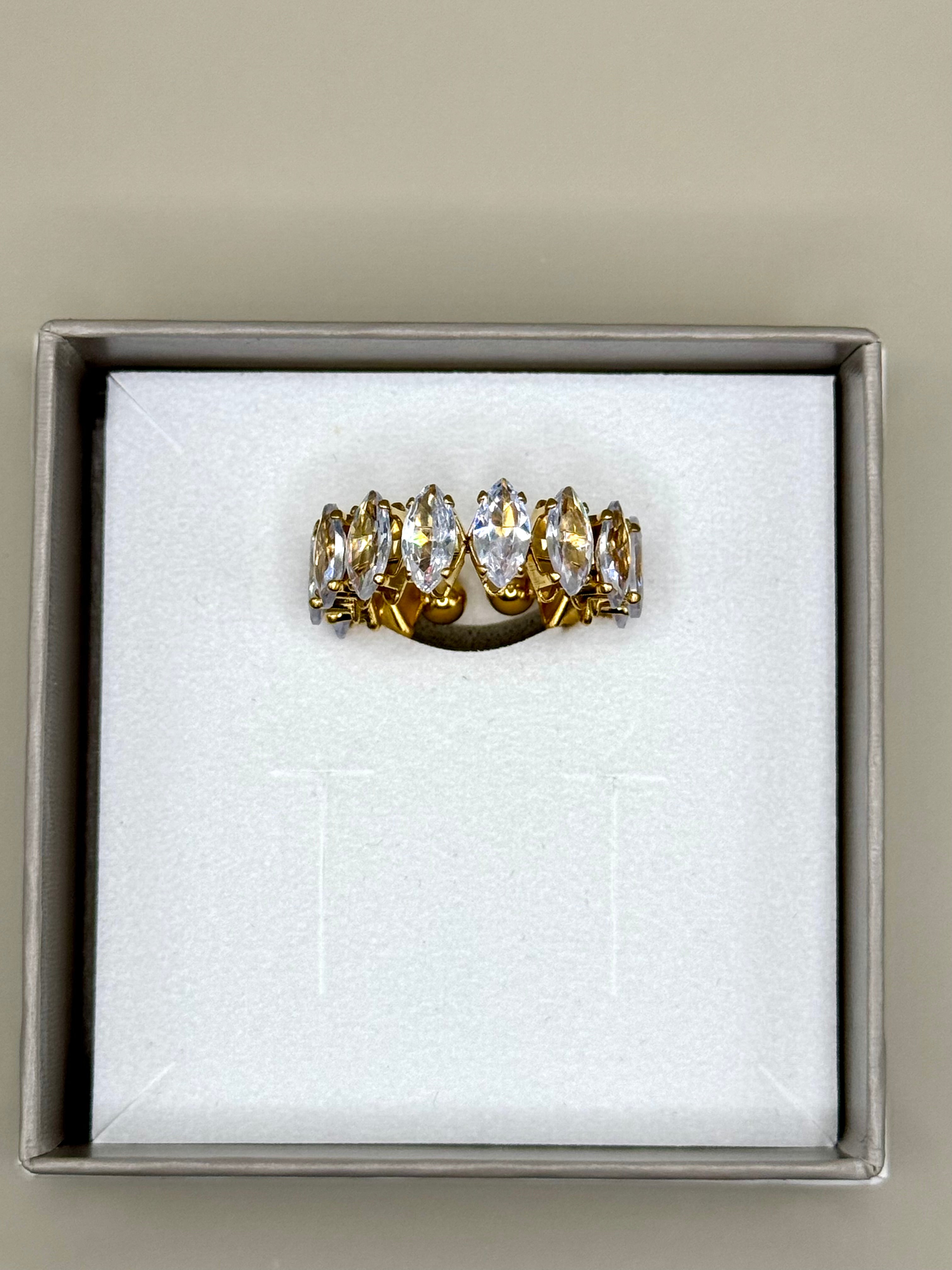 Funkelnder Edelstein Statement-Ring – 18K vergoldet aus Edelstahl