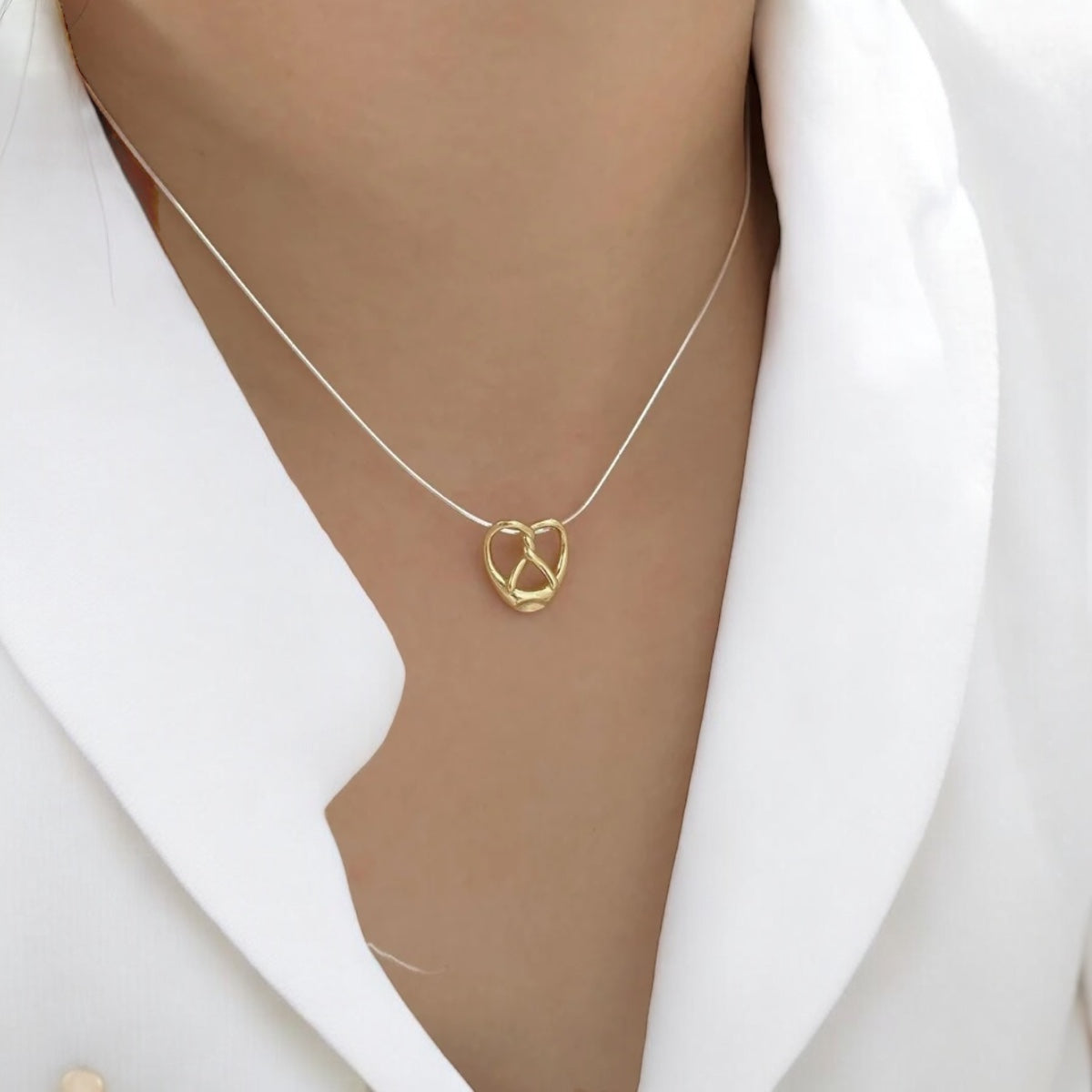 Bretzel German bicolor necklace made of 925 silver and 18K gold-plated silver