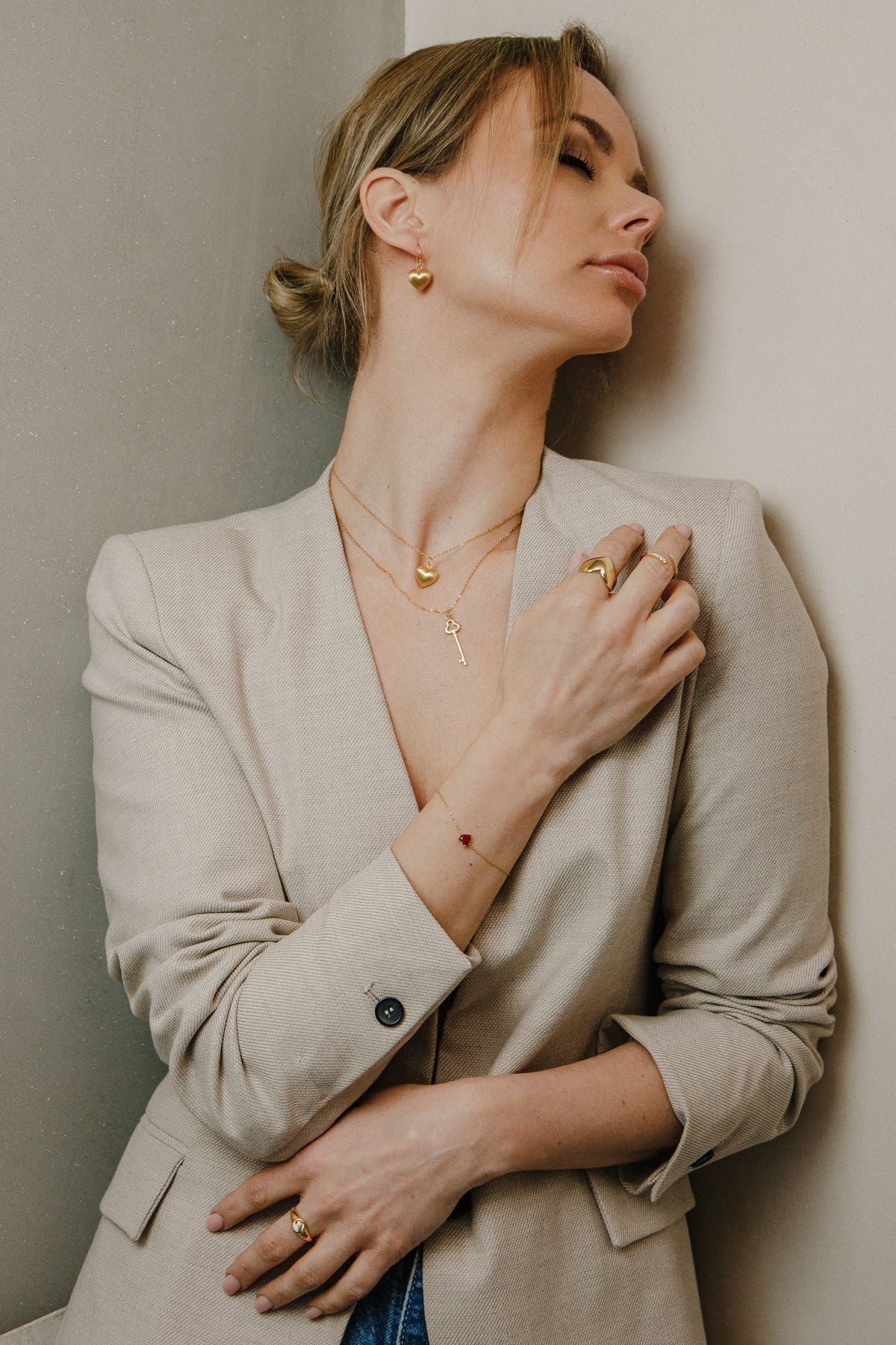 Key pendant romantic necklace made of 925 silver gold-plated