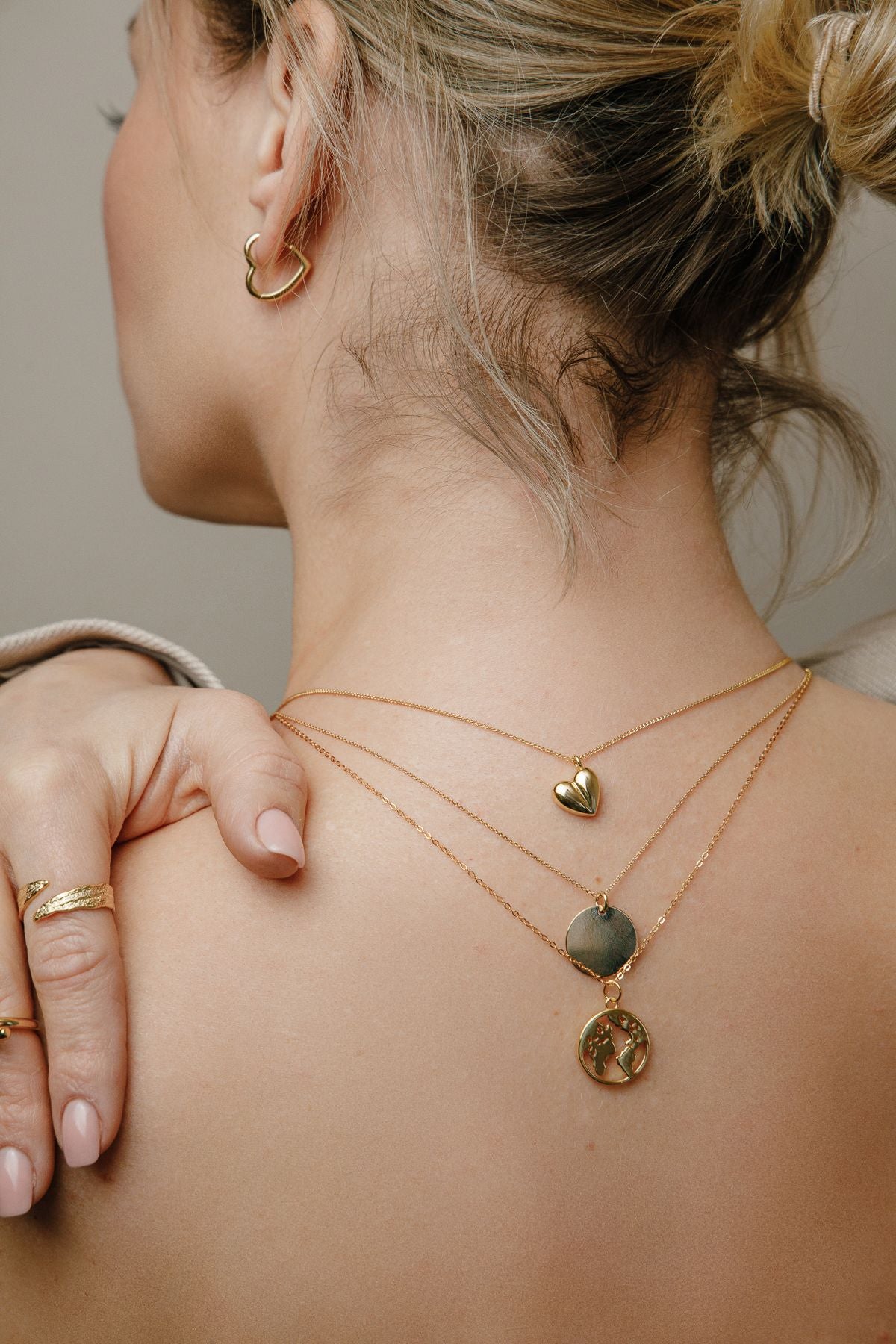 World Map Earth Necklace made of 925 Silver Gold Plated