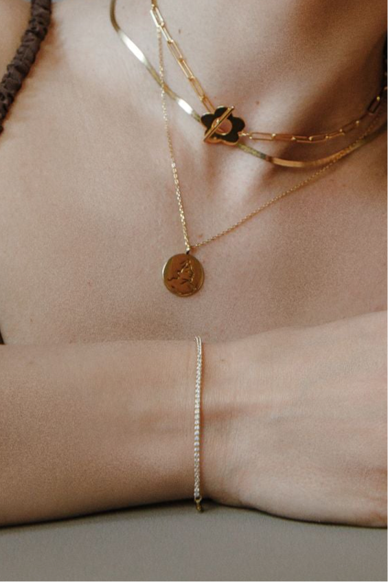 Elegantes Tennisarmband mit Zirkonias Diamanten-Inlay - aus 925er Silber 14K vergoldet - NINASIA