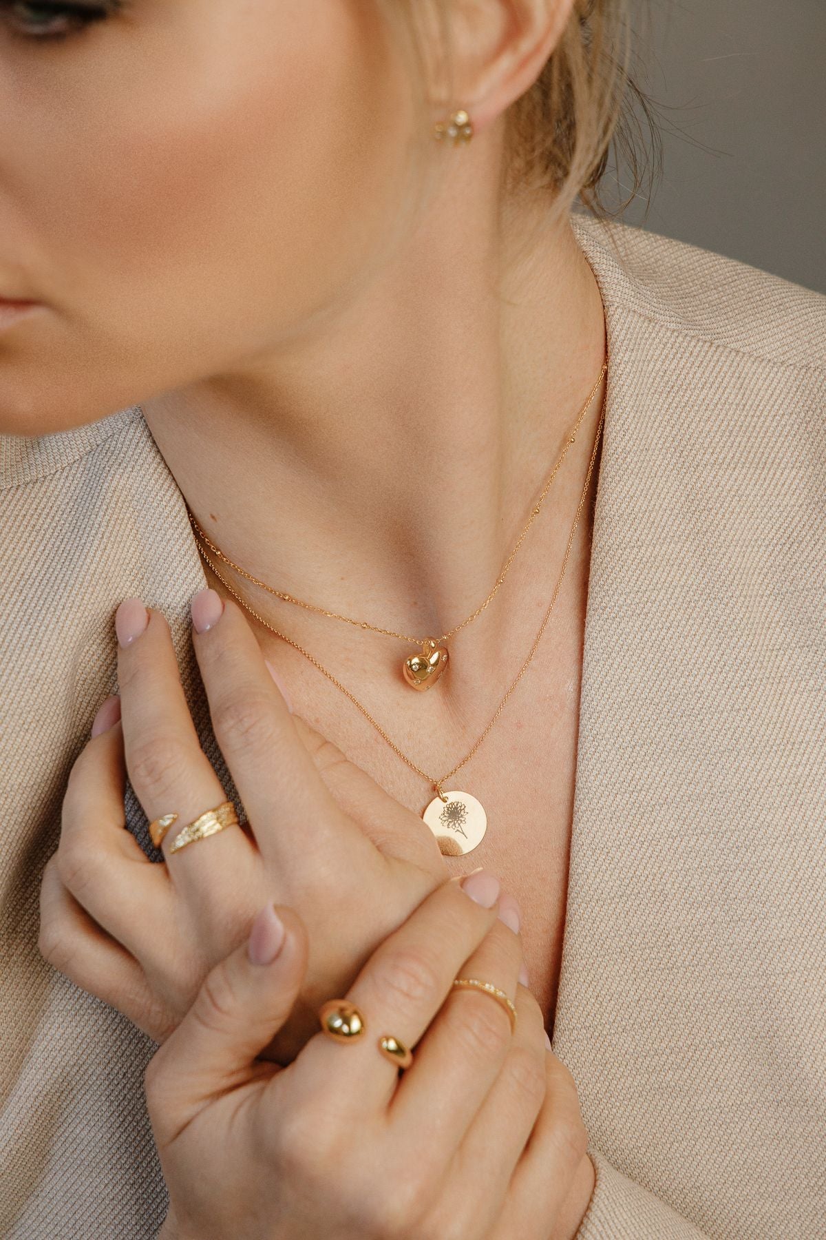 Personalisierte doppelseitige Halskette – Gravierte „I love you“ aus 925 Silber 18K vergoldet - NINASIA