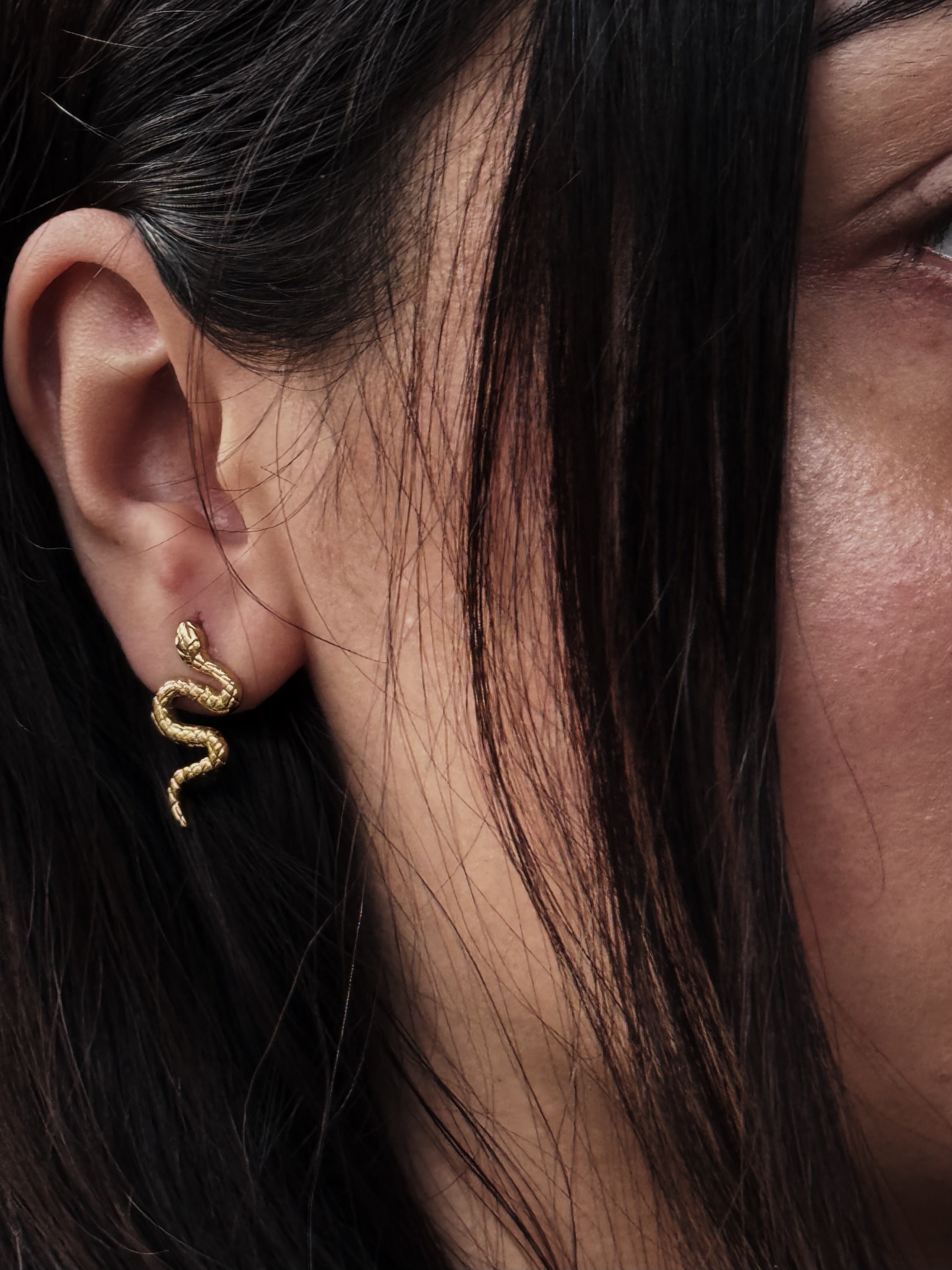 Snake Chandelier Stud Earrings – 18K Gold Plated Stainless Steel