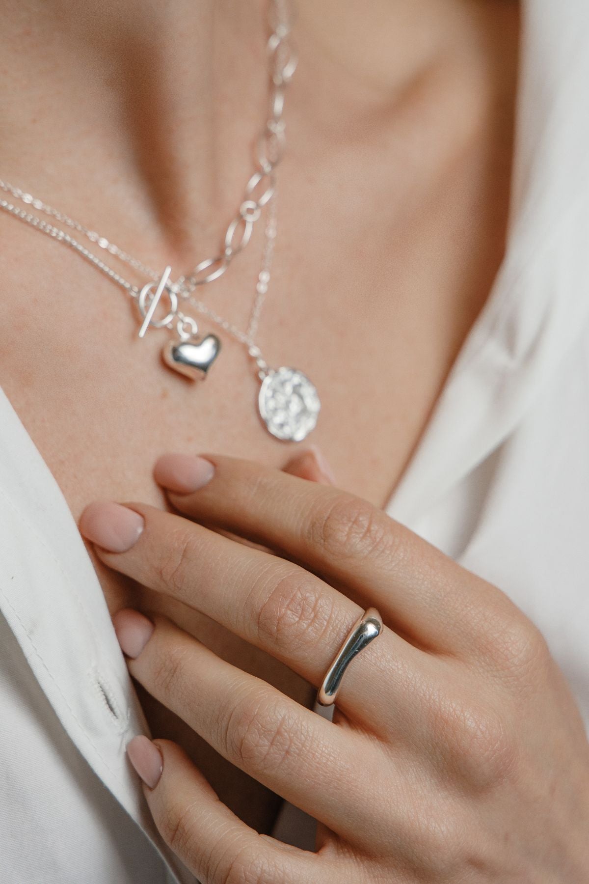 Collier pendentif coeur romantique en argent 925