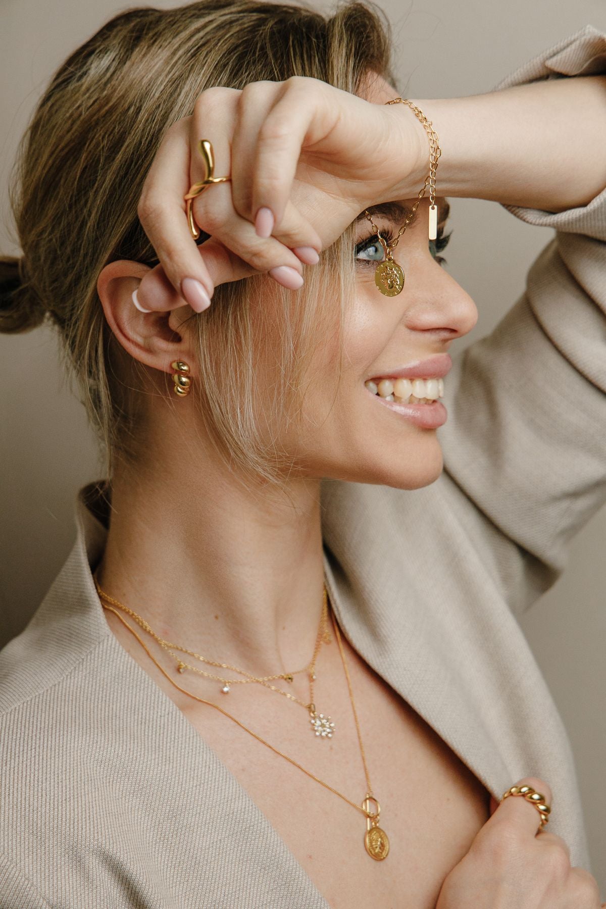 L’amour de Paris Charm französische Vintage Armkette aus 925 Silber 18K vergoldet - NINASIA