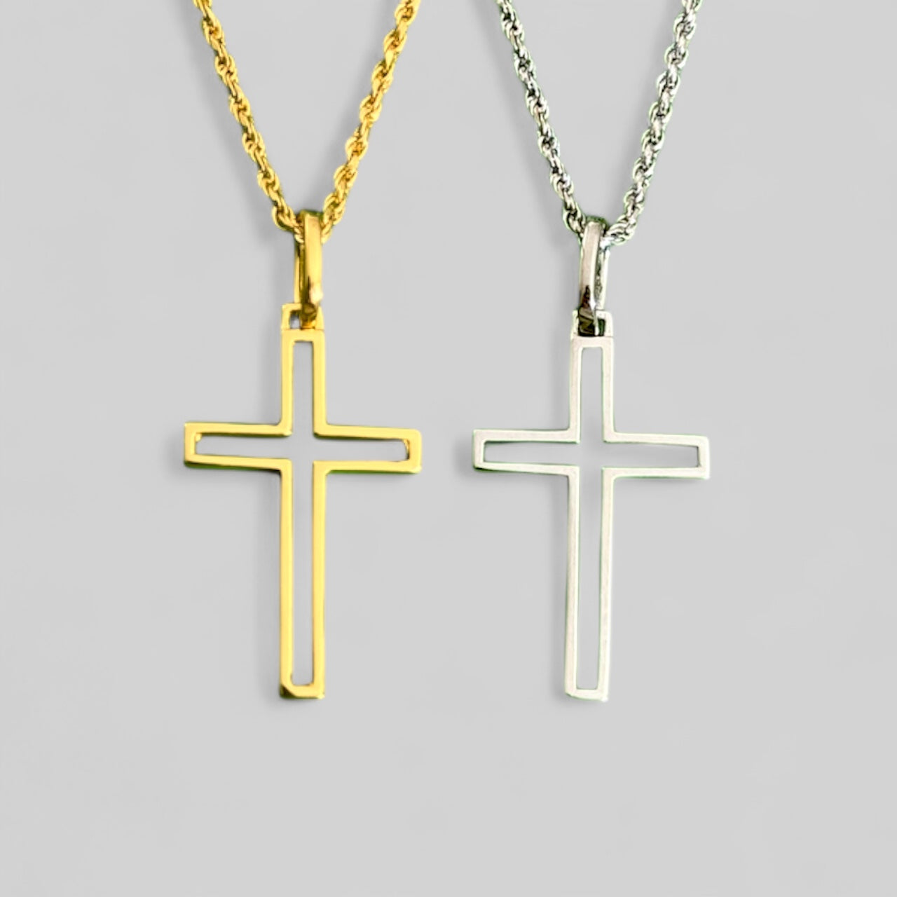 Herren Halskette edle Minimalistische Kreuzkette mit Diamantschliff – 925 Silber 18K vergoldet, Unisex