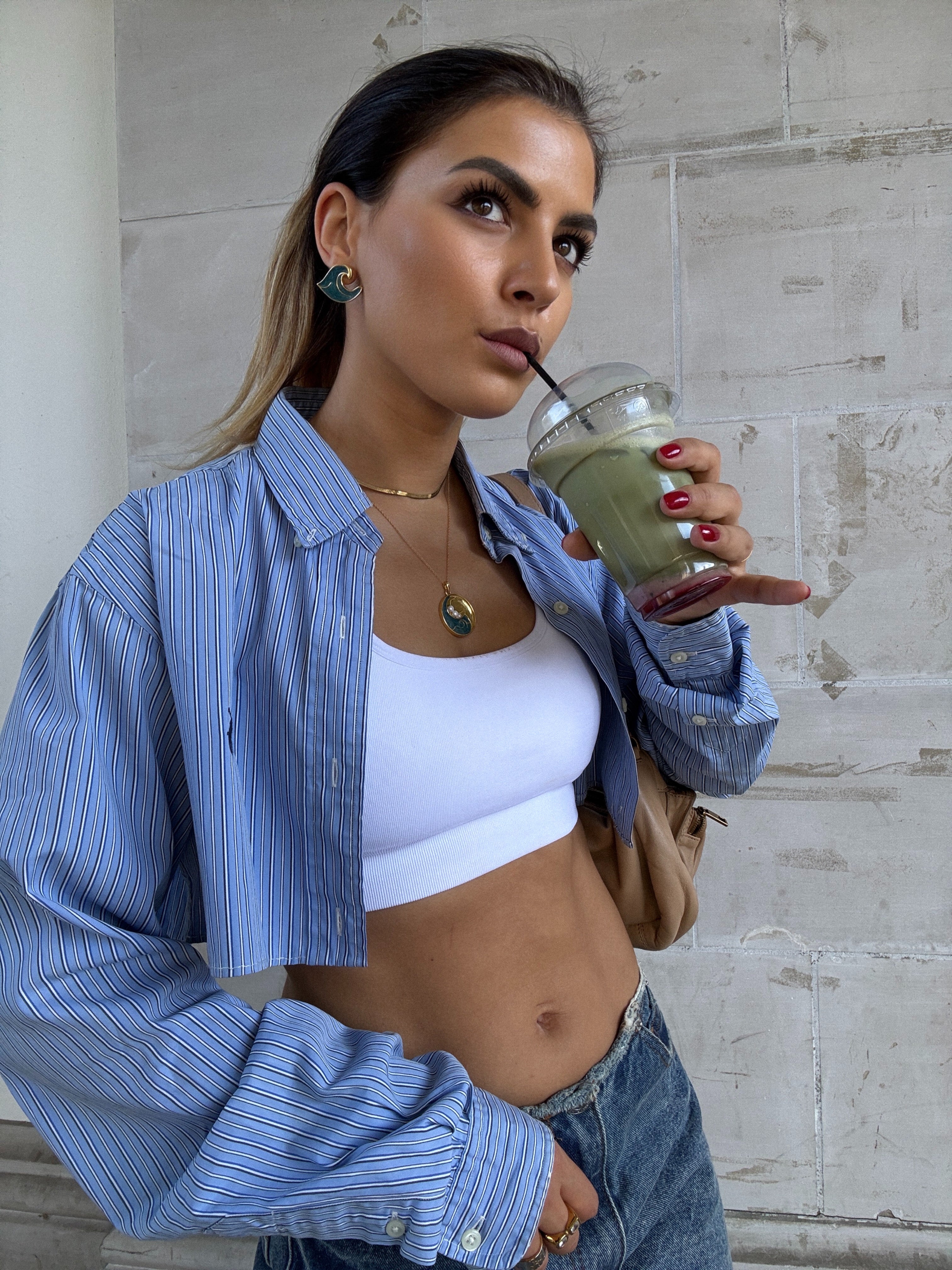 Ocean Dreams – ocean-inspired, handmade blue waves and moon necklace with freshwater pearls – made of 925 silver 18K gold-plated