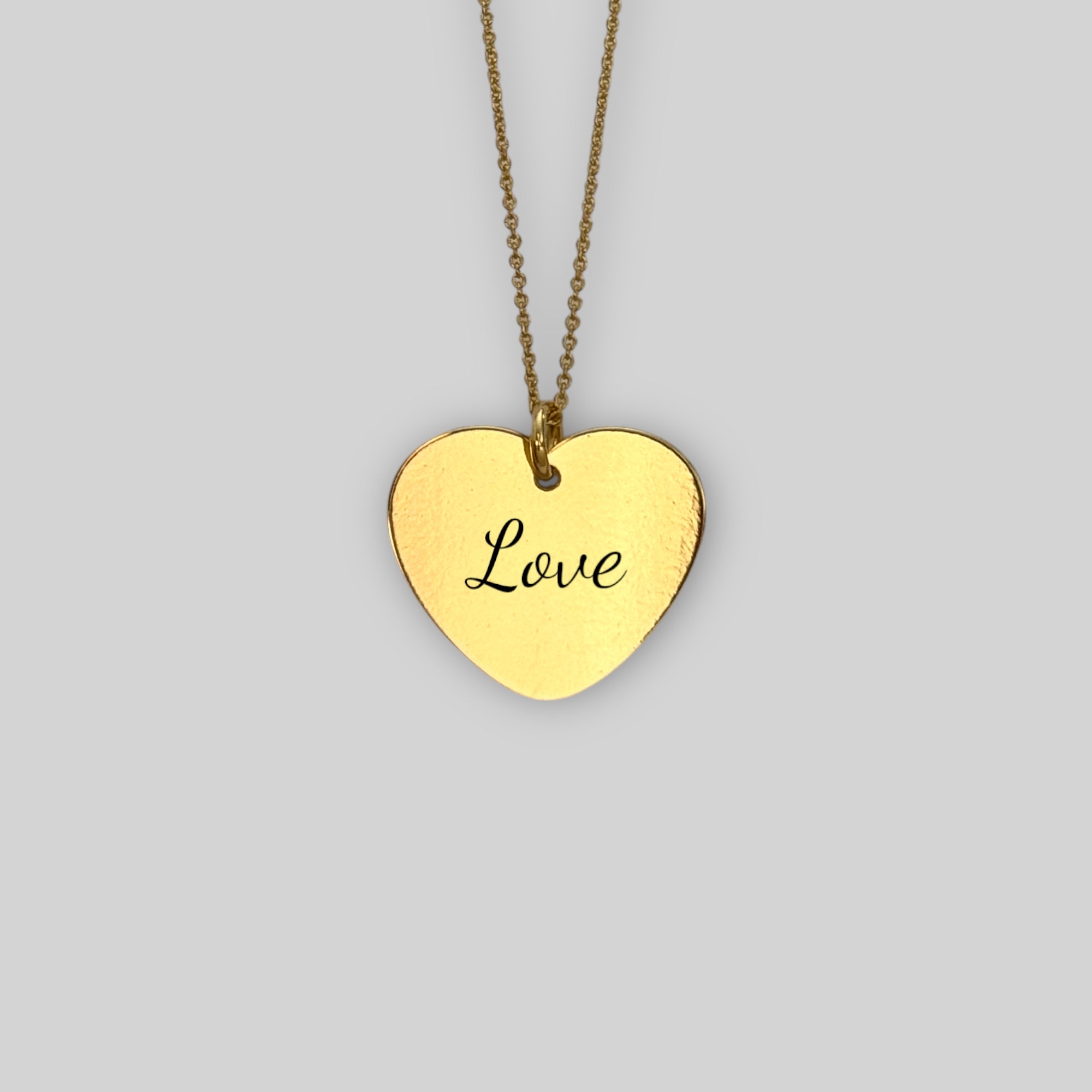 Personalized “Love” engraved heart-shaped necklace – 925 silver 18K gold-plated